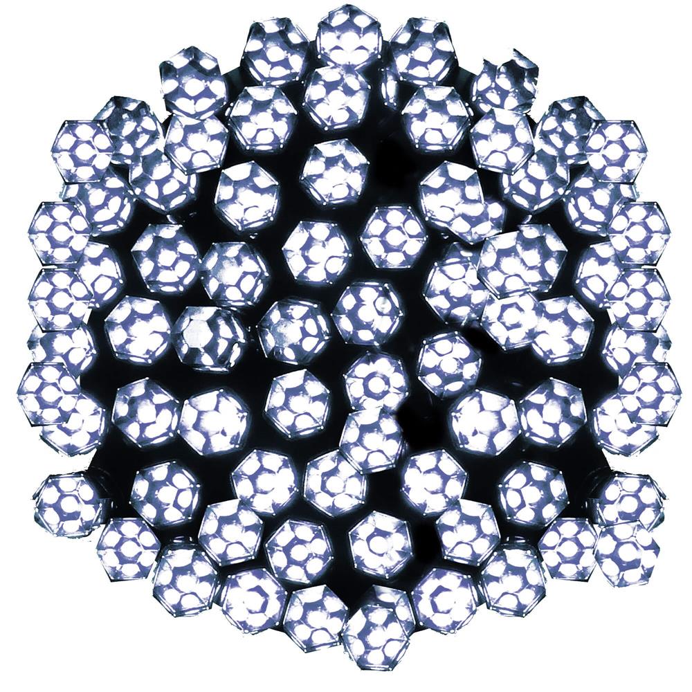 Instalatie lumini de exterior pentru gradina, 9 metri, 120 LED-uri forma cristal, cu baterii, alb [7]