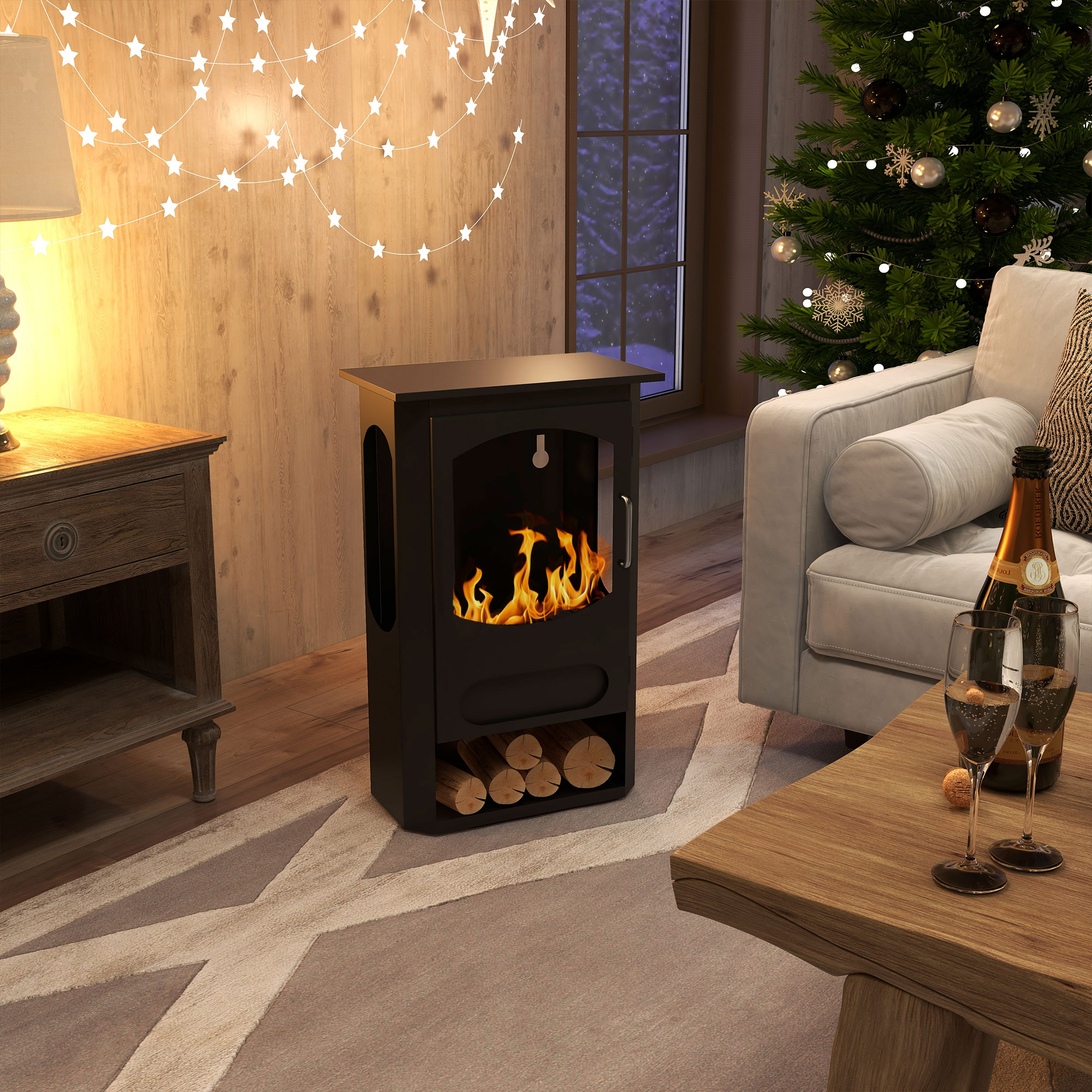  semineu pe Bioetanol Independent, Arzator de 1,2L, Durata 3 Ore, Suprafata incalzita 20-25 m², Negru [1]