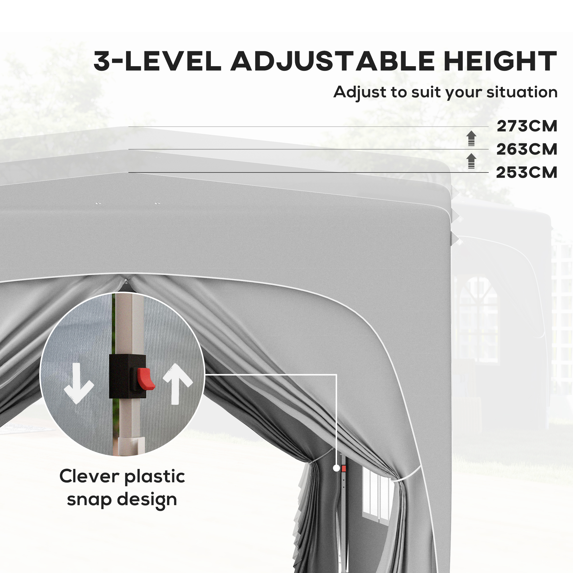  Foisor de Gradina 3x3 m Pliabil cu inaltime Reglabila, Protectie UPF50+ si Geanta, Gri Deschis [4]