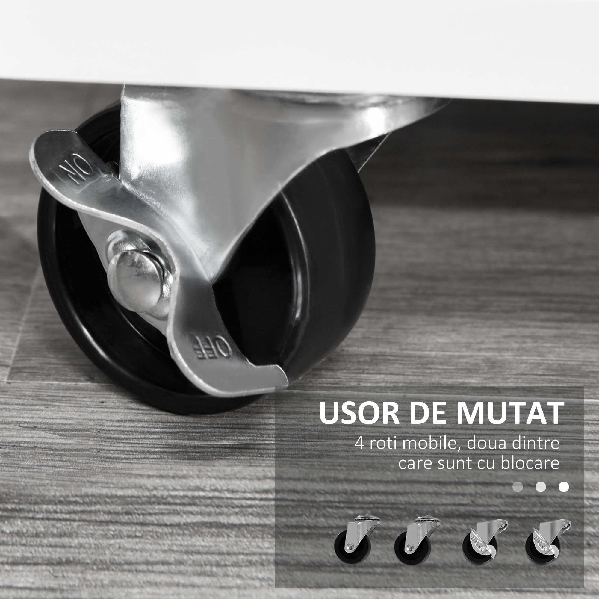  Dulap Suport Imprimanta - Alb cu Sertare, Roti & Depozitare [4]