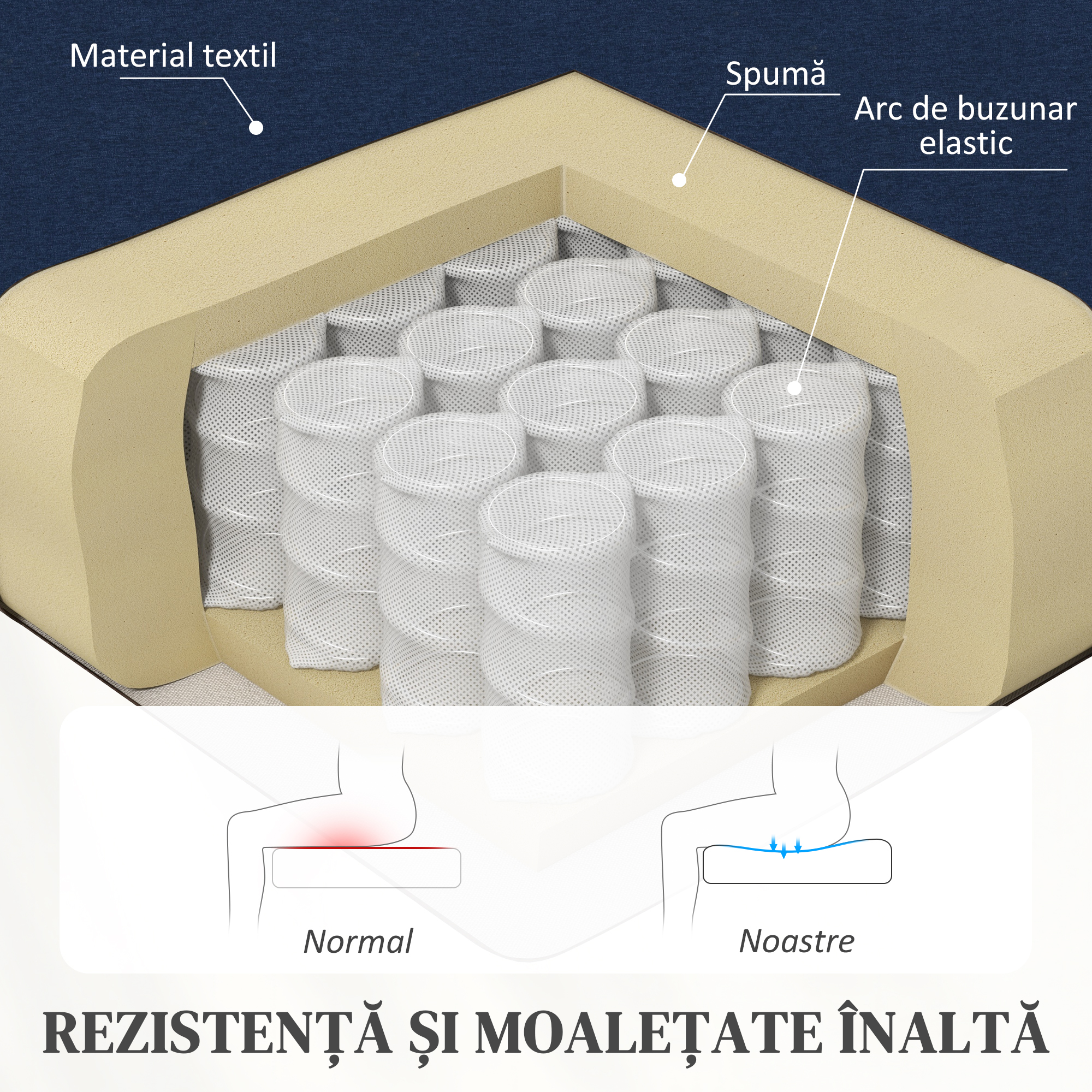  Fotoliu Relax Reclinabil Manual pana la 160° cu Suport pentru Picioare, Albastru [4]
