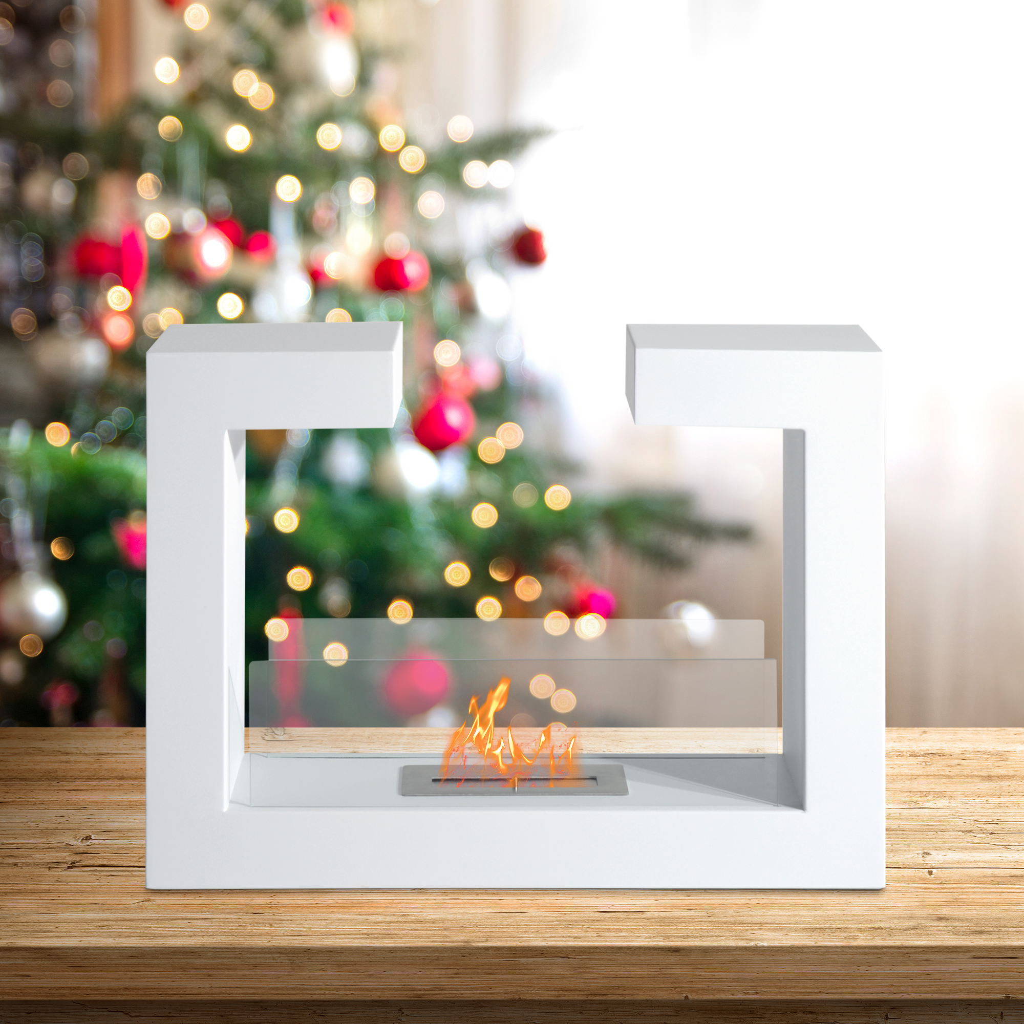  semineu pe Bioetanol din Otel Inoxidabil cu 1 Rezervor 1.5LT 78 x 25 x 58 Alb [8]