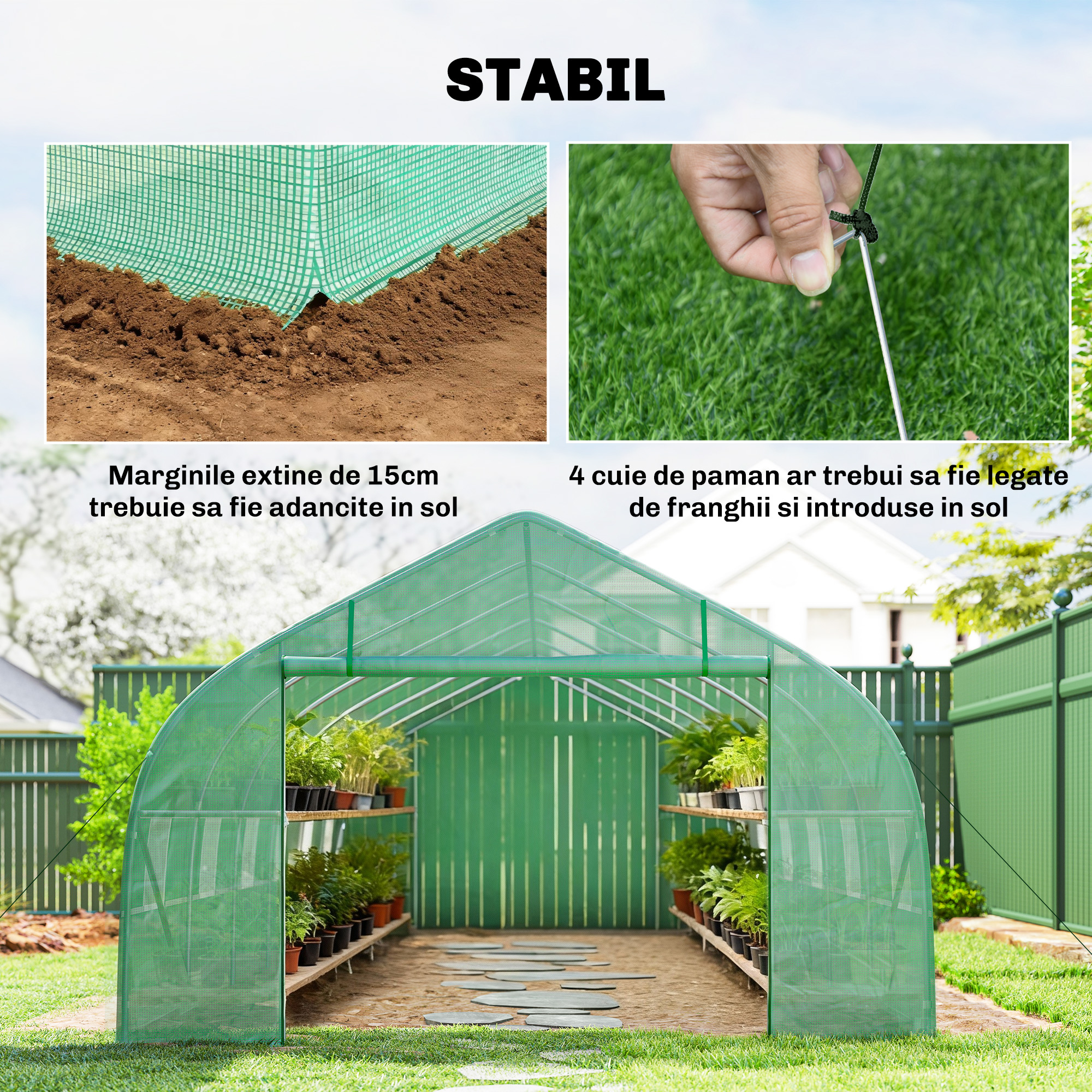  Sera Tunel Gradina - PE, Usa cu Fermuar & Ferestre Ventilatie [5]