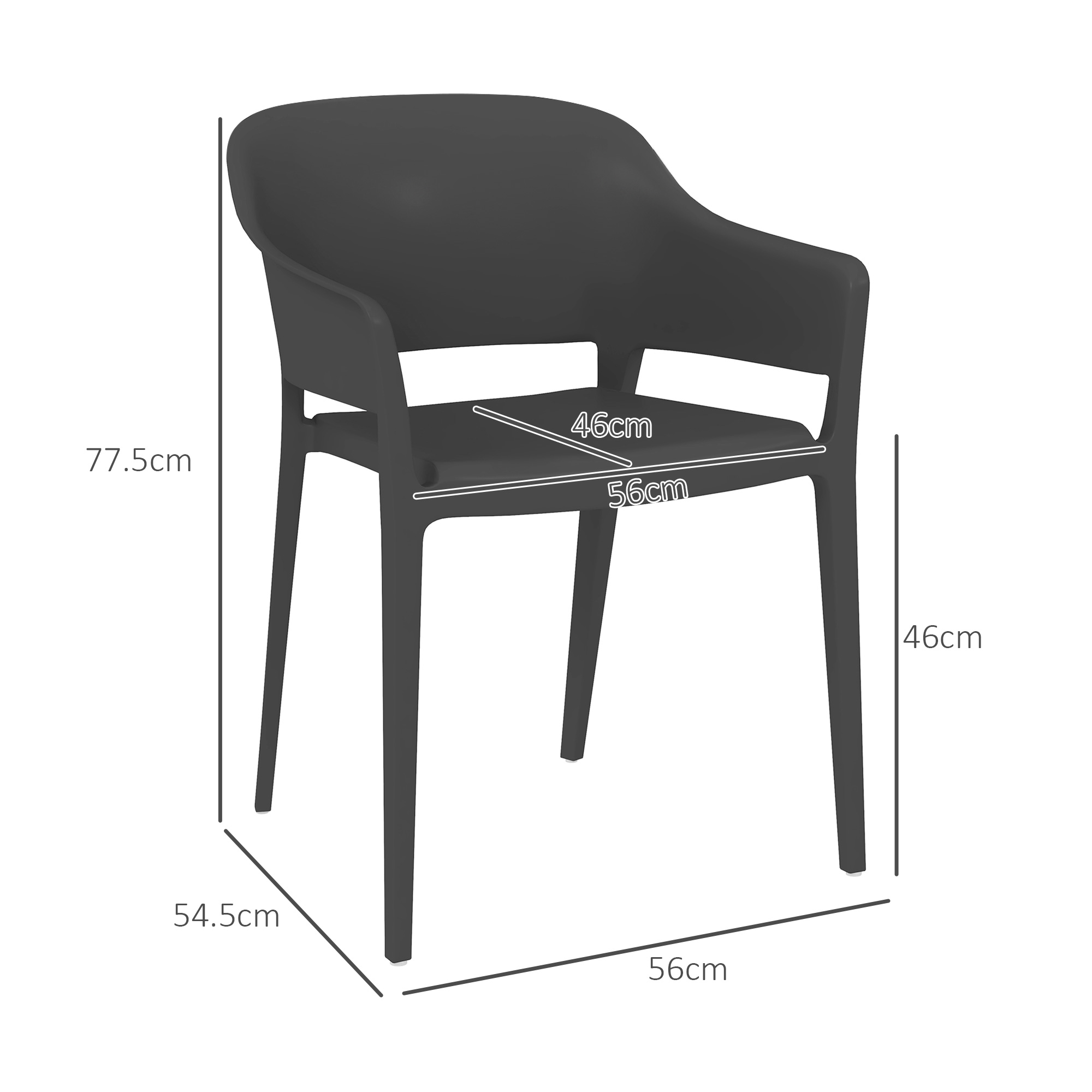  Scaune De Gradina 4 Bucati, Negru [2]