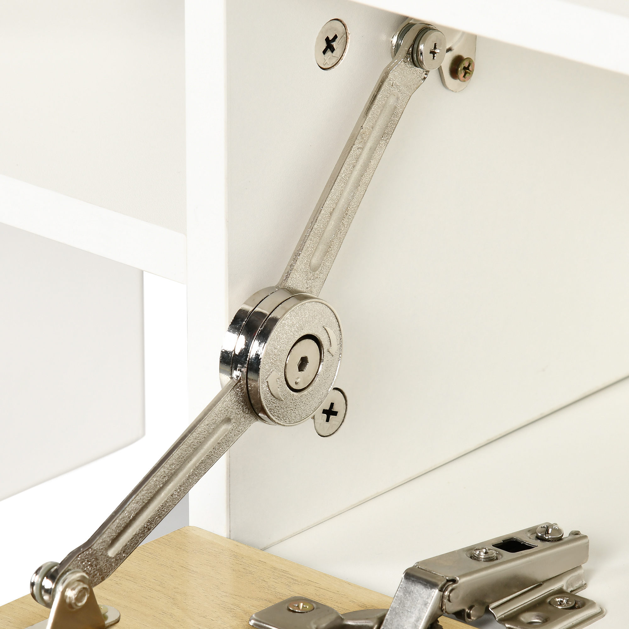  Mobilier TV 153,6×25×42 cm - Alb cu Rafturi si Dulap Perete [7]