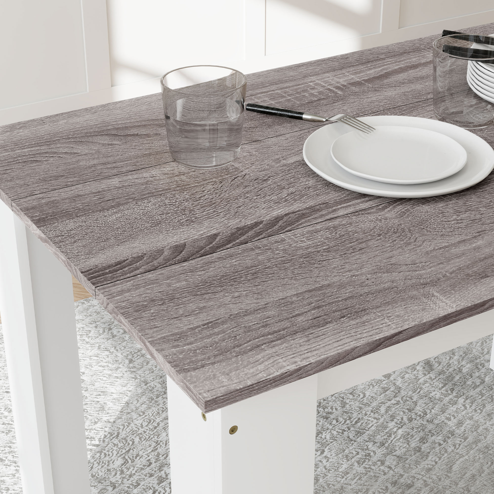  Masa Moderna de Dining pentru 4-6 Persoane 120x69x75 cm Gri si Alb [8]