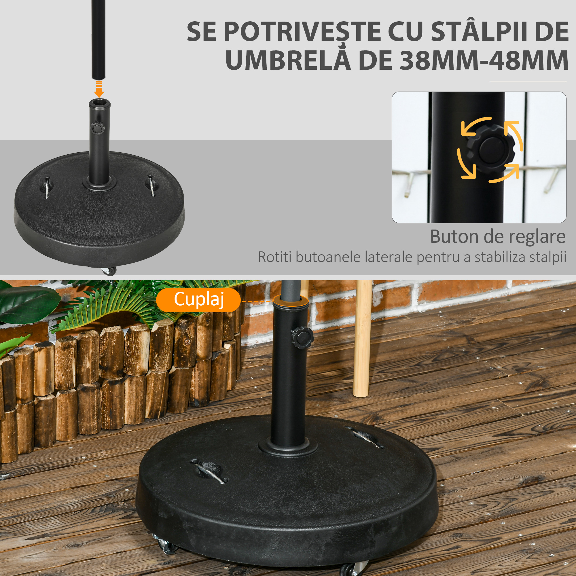  Baza pentru Umbrela de 23.5kg con 2 Manivele si Roti [3]