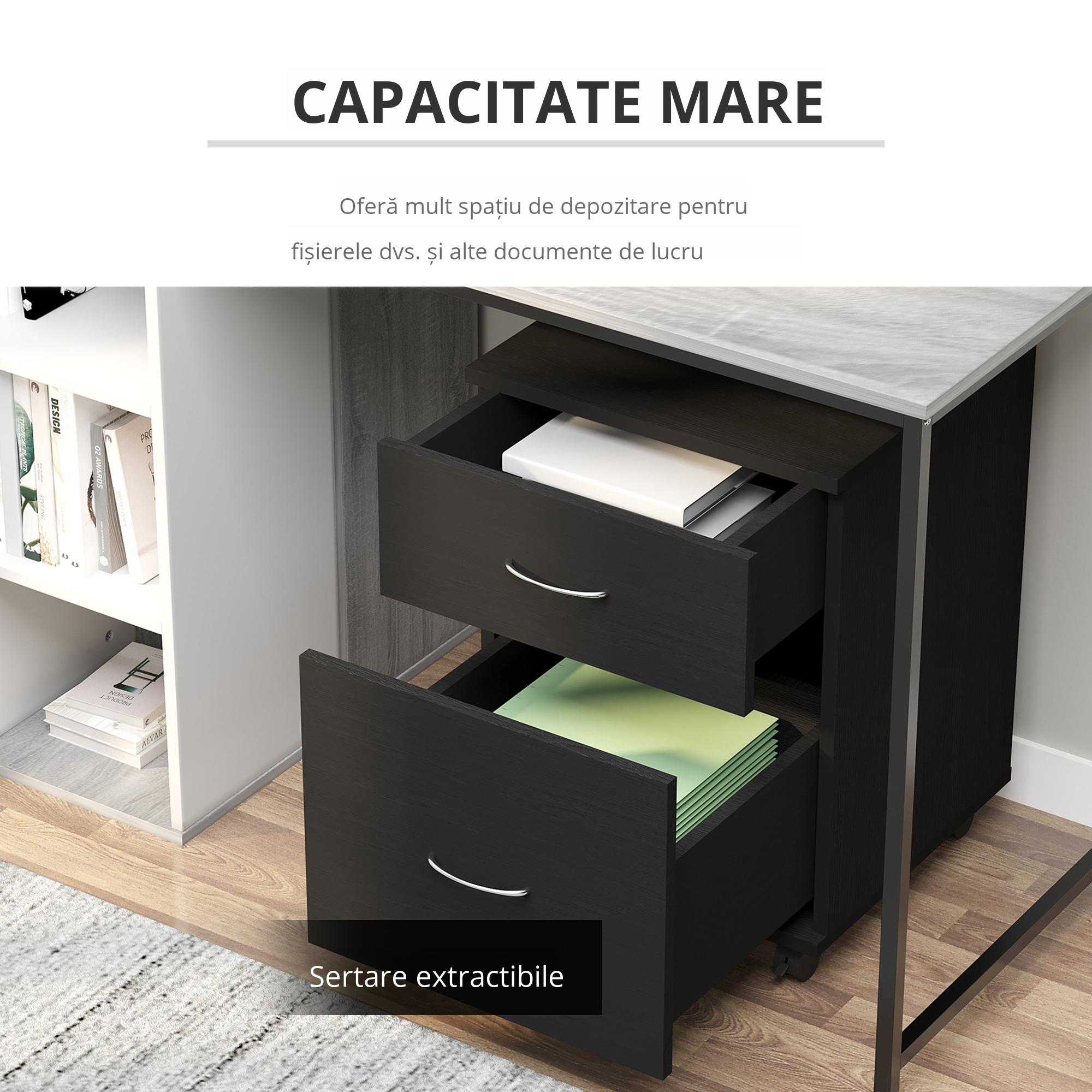  Comoda pe Rotite pentru Birouin Lemn, 41x39x58cm, Negru [4]