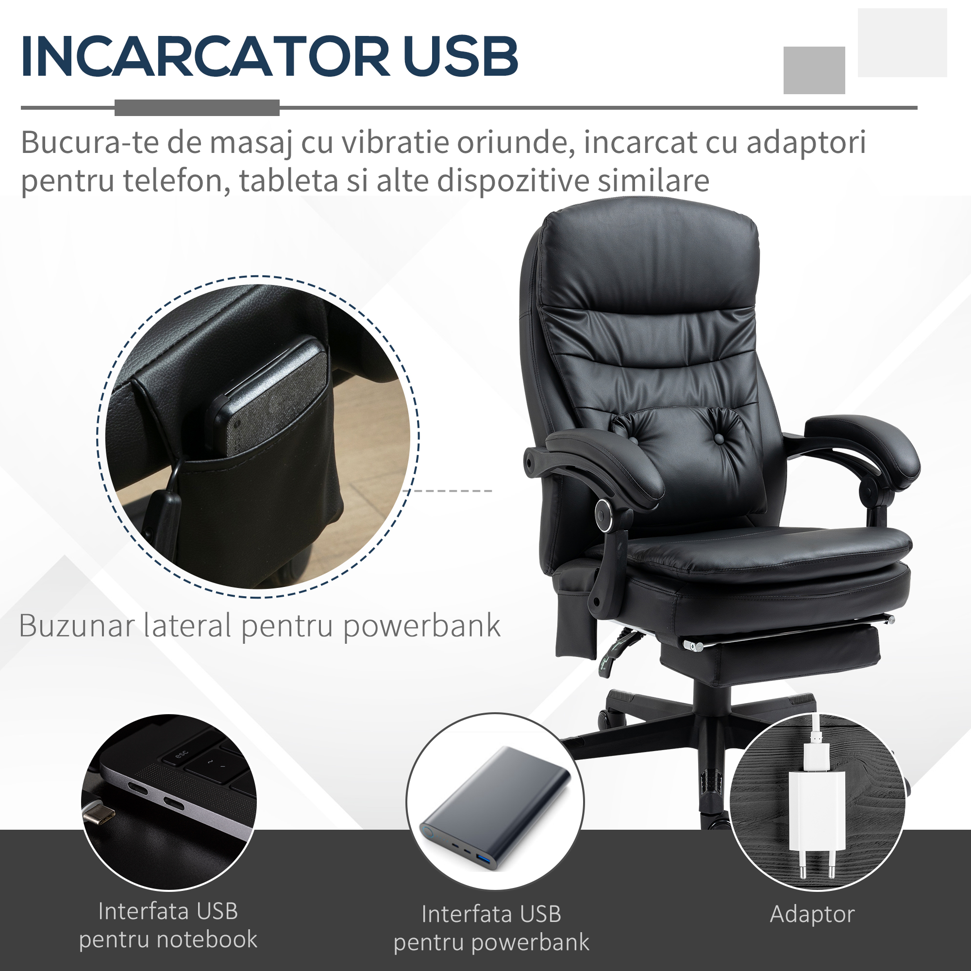  Scaun Masaj USB - Directorial, Cu Vibratii & Design Ergonomic [4]