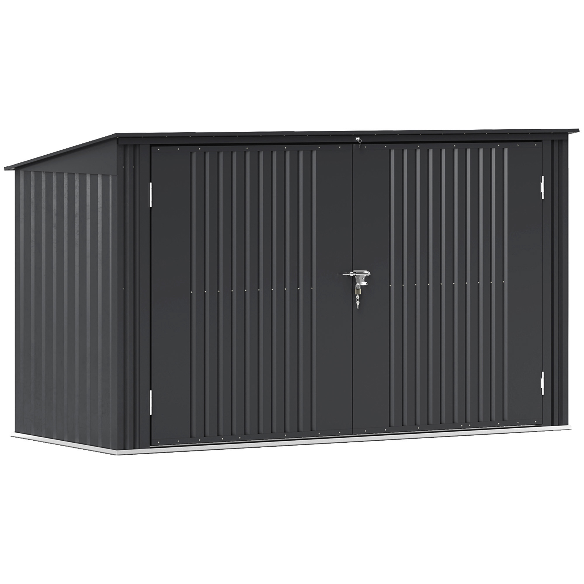 Gradina & balcon -  Cutie Depozitare Pubele pentru 3 Recipiente de 240L cu 2 Usi si incuietori, 233x105x118,5/133 cm, Gri