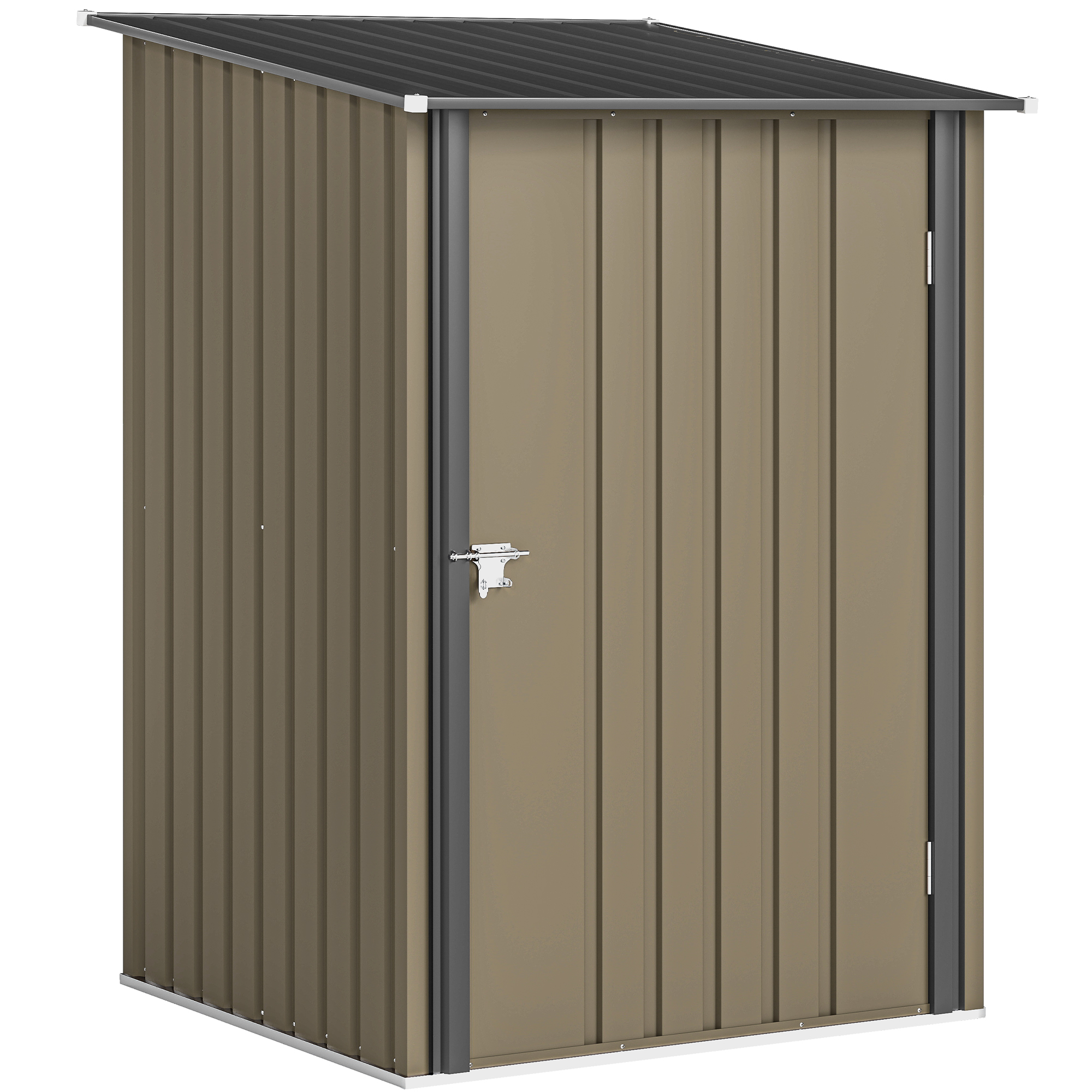  Magazie de Gradina 0,92m² din Otel Galvanizat, Depozit pentru Unelte cu Usa Blocabila si Acoperis inclinat, 100x104x160 cm, Maro si Gri inchis [0]