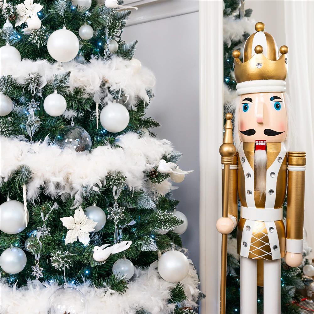 Set globuri de Craciun, 20 bucati, 6cm, alb perlat [8]