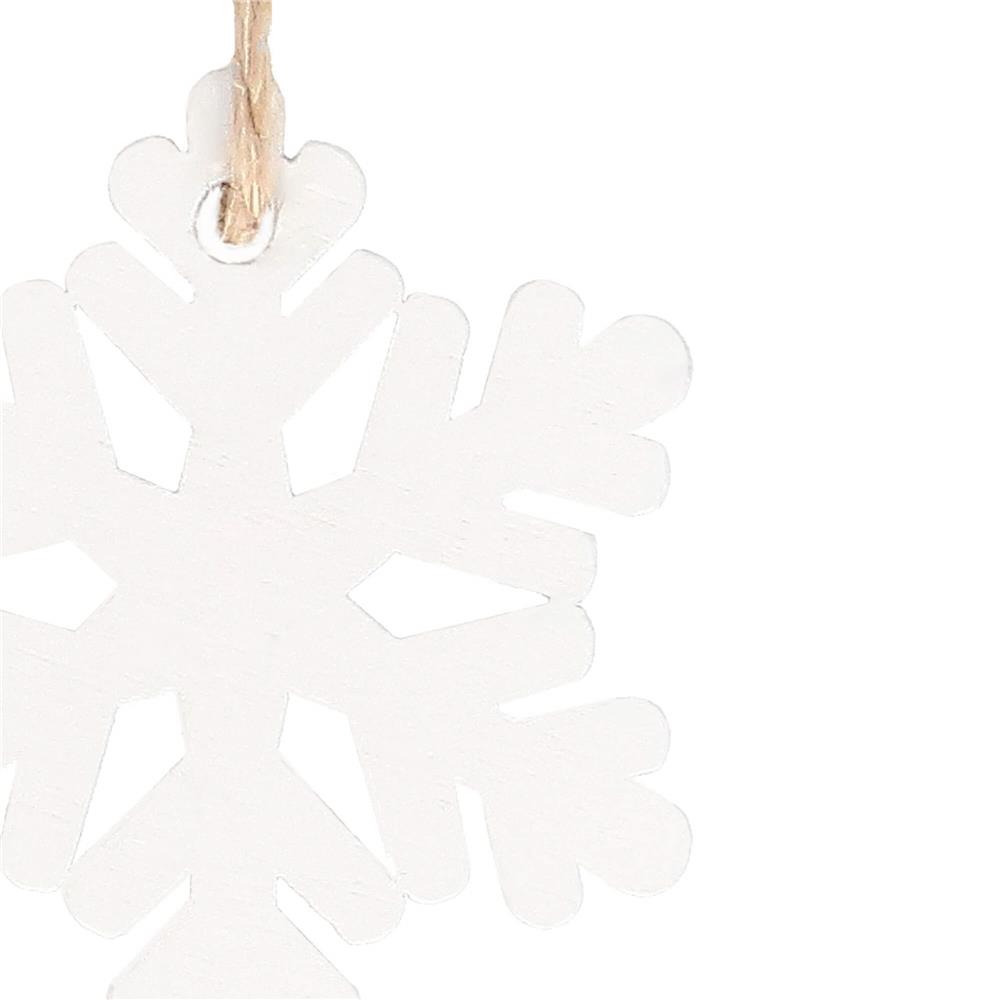 Decoratiune brad fulg de zapada din lemn, set 6 bucati, 4cm, alb [8]
