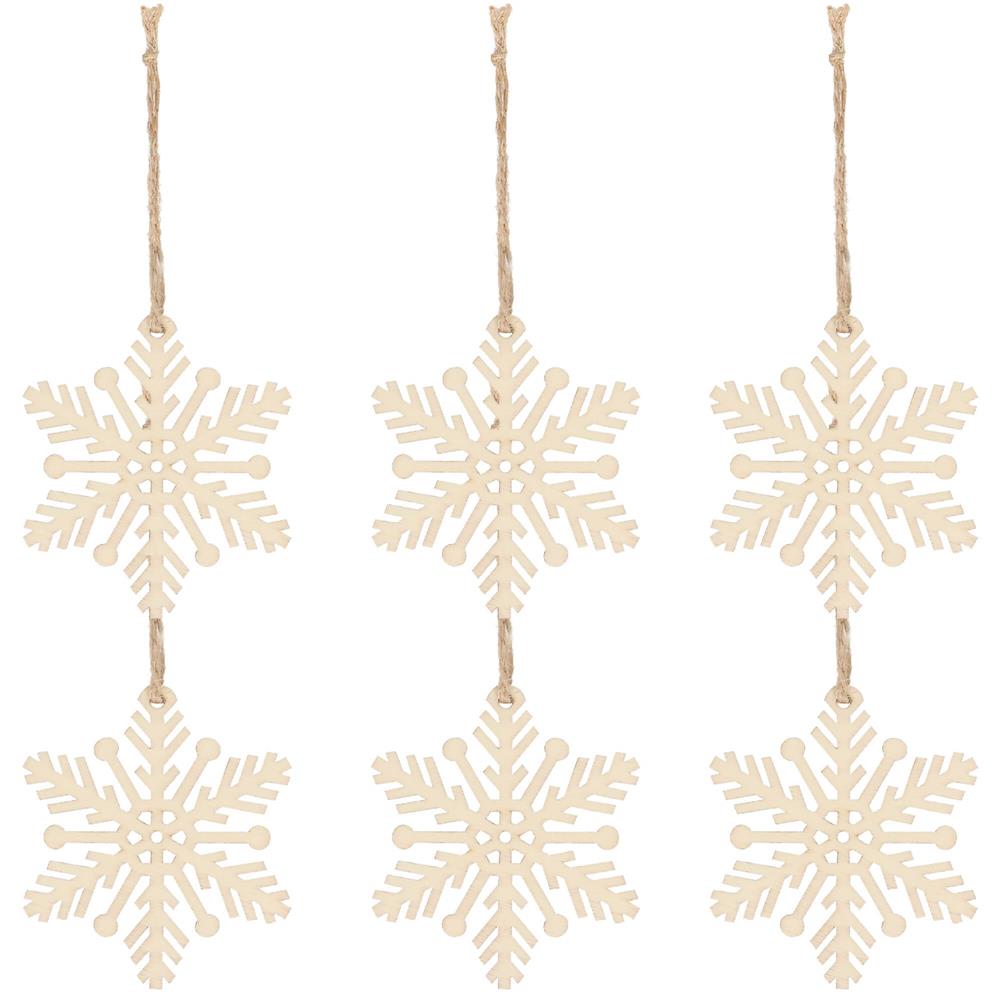 Decoratiune brad fulg de zapada din lemn, set 6 bucati, maro [8]