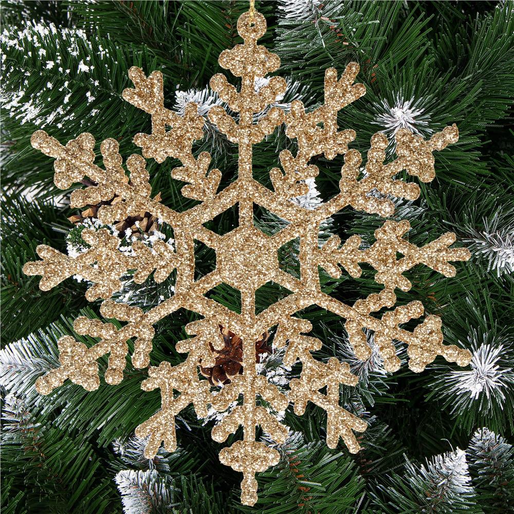 Decoratiune brad fulg de zapada, set 3 bucati, 12cm, auriu [7]