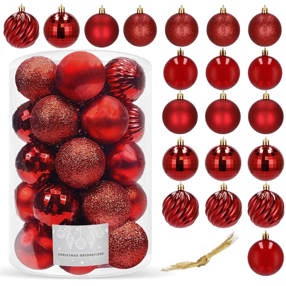 Set globuri de Craciun, 20 bucati, 5 modele, 6cm, rosu [8]