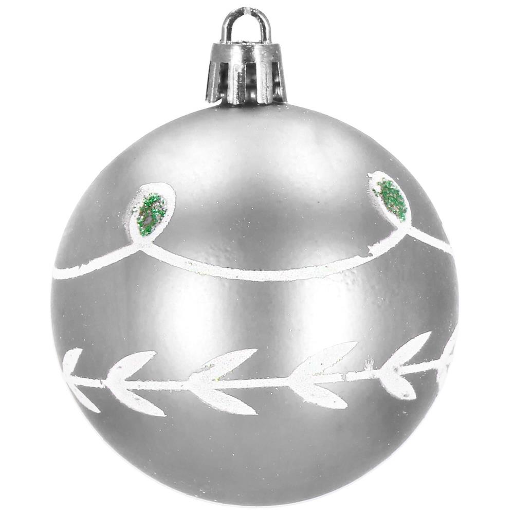 Set globuri de Craciun cu modele de sarbatori, 30 bucati, 6cm, argintiu [8]