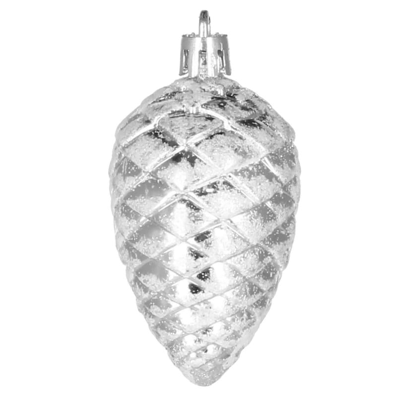 Set globuri si decoratiuni de Craciun, 77 piese, diverse dimensiuni, argintiu [8]