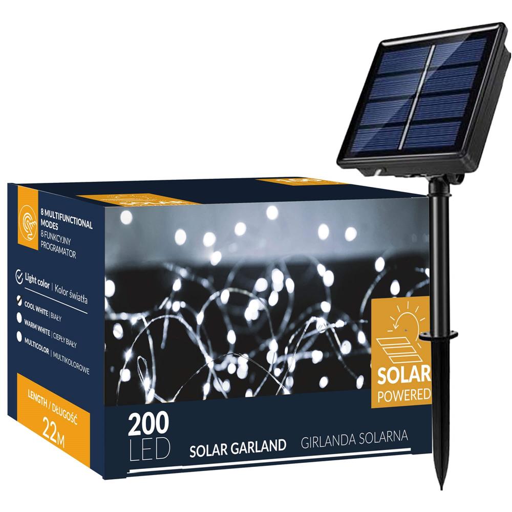 Ghirlanda luminoasa cu incarcare solara, 200 LED-uri, 22 metri, 8 functii, alb rece [8]