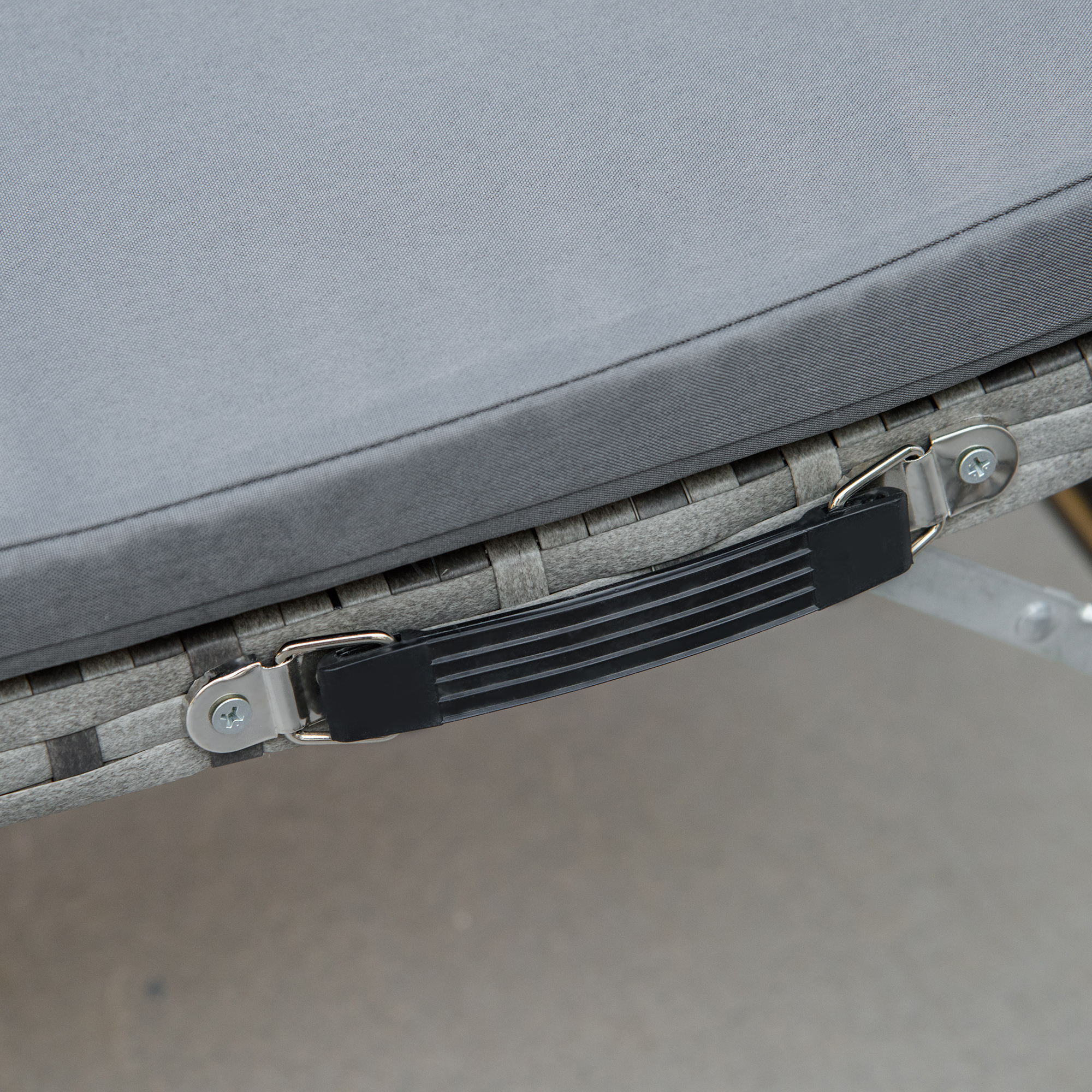  Set de 2 Sezlonguri Pliabile, Sezlong de Gradina din Ratan cu Perne Detasabile Lavabile si Masa Pliabila, Gri [8]