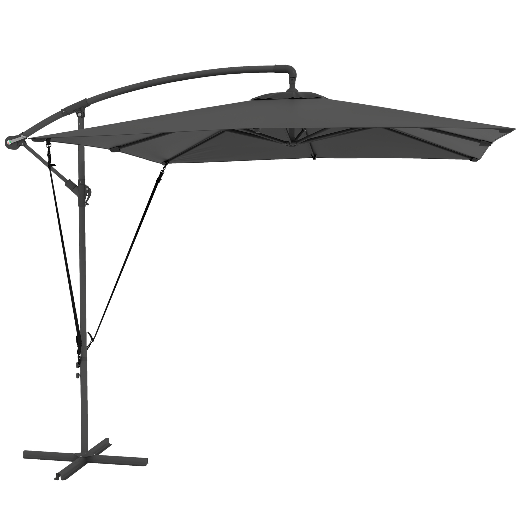 Umbrele -  Umbrela de Gradina Suspendata 2.47x2.47 m, Umbrela de Exterior cu Baza in Cruce, Corzi Antivant, Gri inchis