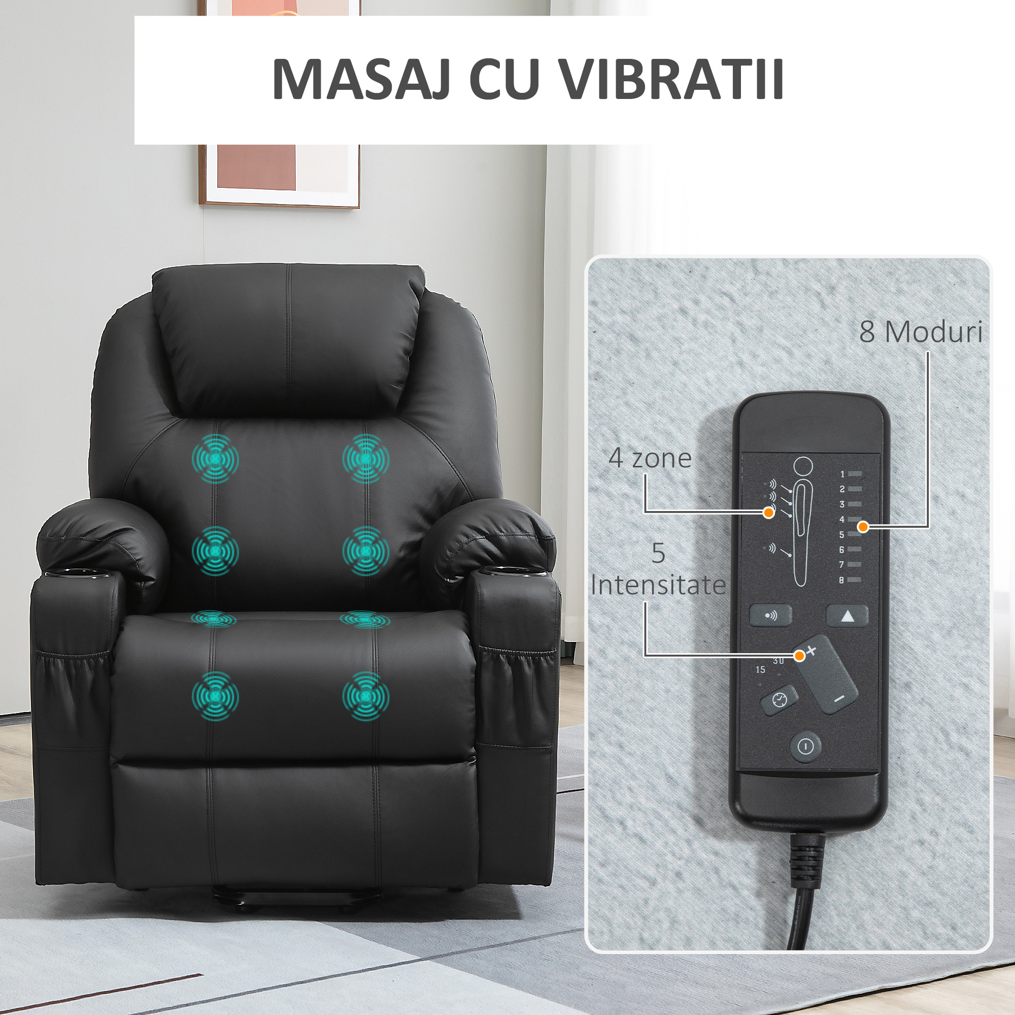  Scaun cu Ridicare Electrica, Masaj si tapitarie din PU [5]