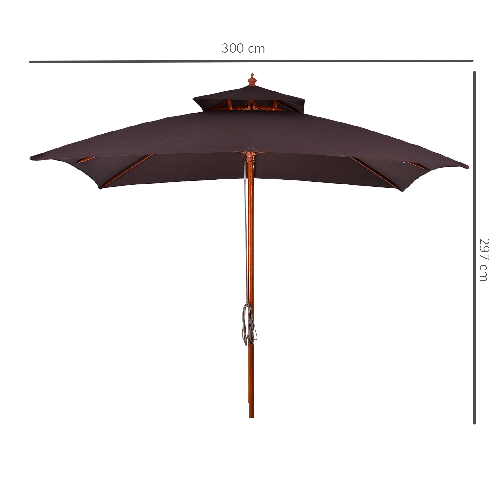  Umbrela de Gradina 3x3 Metri, 8 Lamele Acoperire cu 2 Niveluri [2]