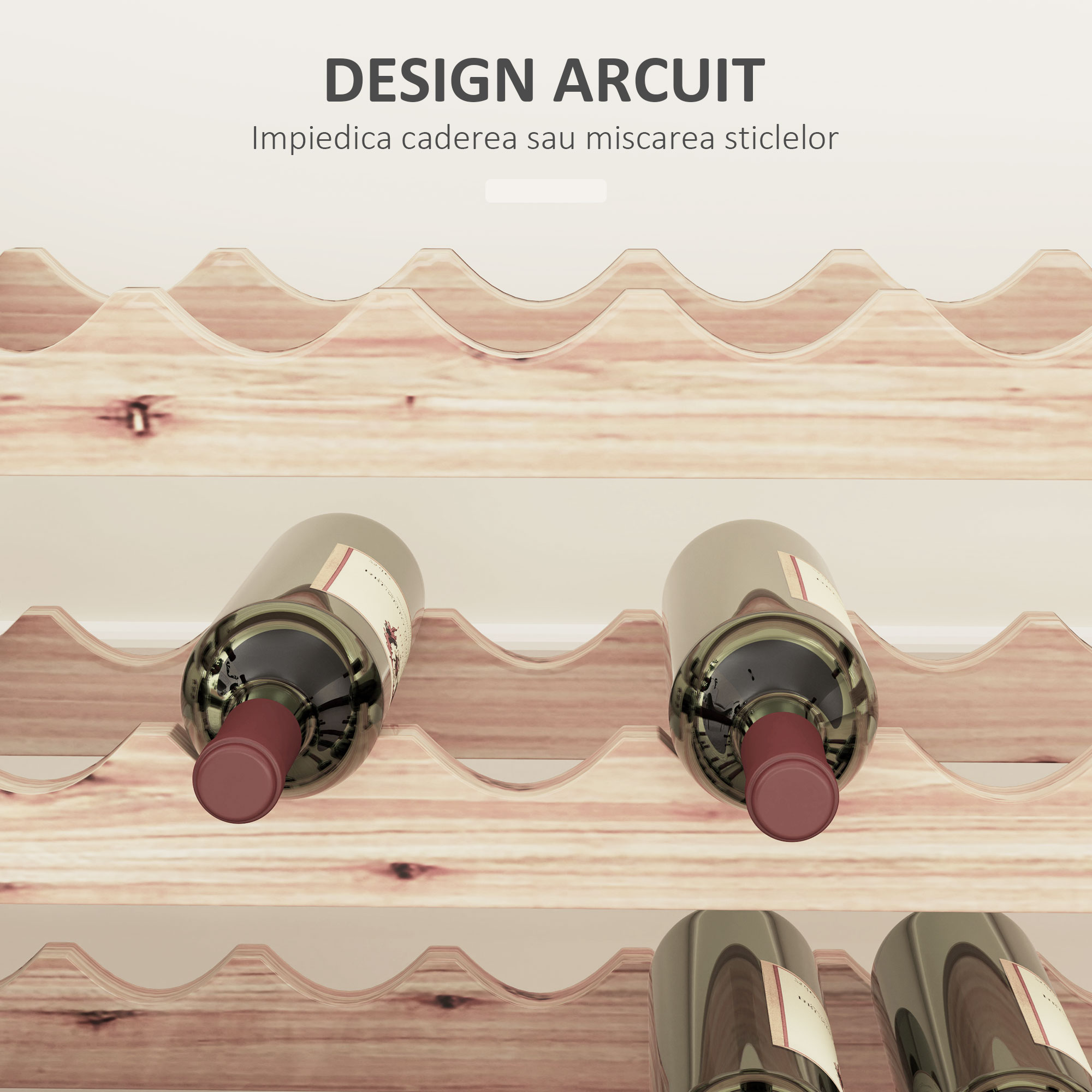  Raft Vin din Lemn Natural - 4 Rafturi pentru 48 Sticle [4]