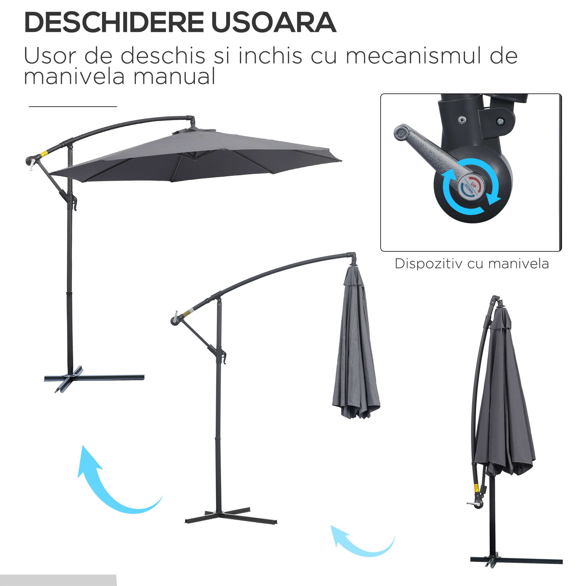  Umbrela pentru Gradina Brat Deluxe Inclinabila cu Manivela, Φ3m [3]