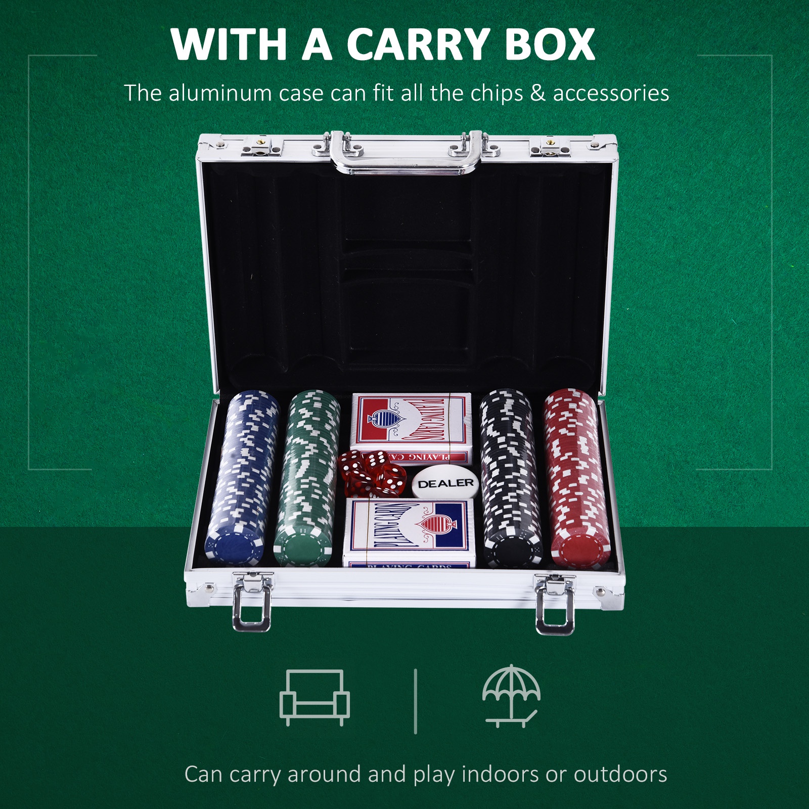  Geanta pentru Jocuri, Poker,  200 jetoane, din aluminiu, Argintiu [4]