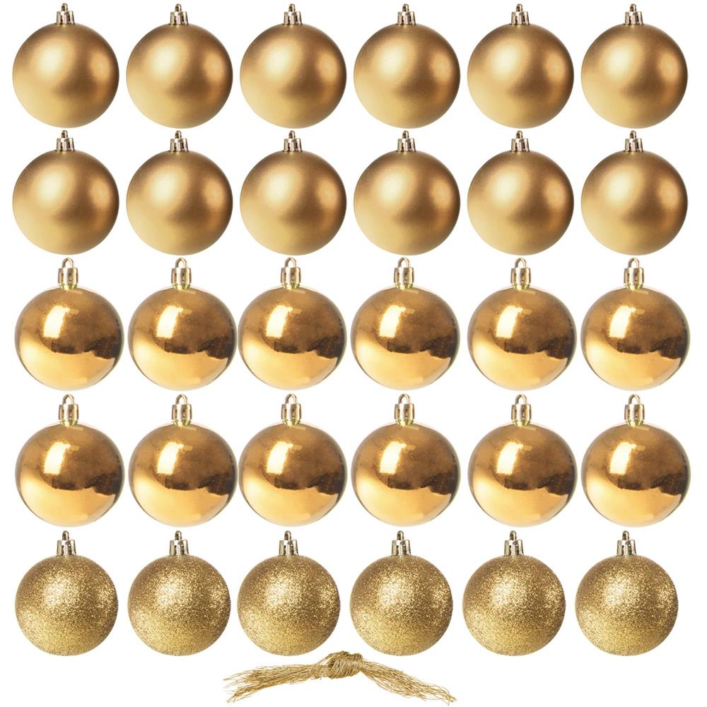 Set globuri de Craciun, 30 bucati, 3 modele, 3cm, auriu [9]