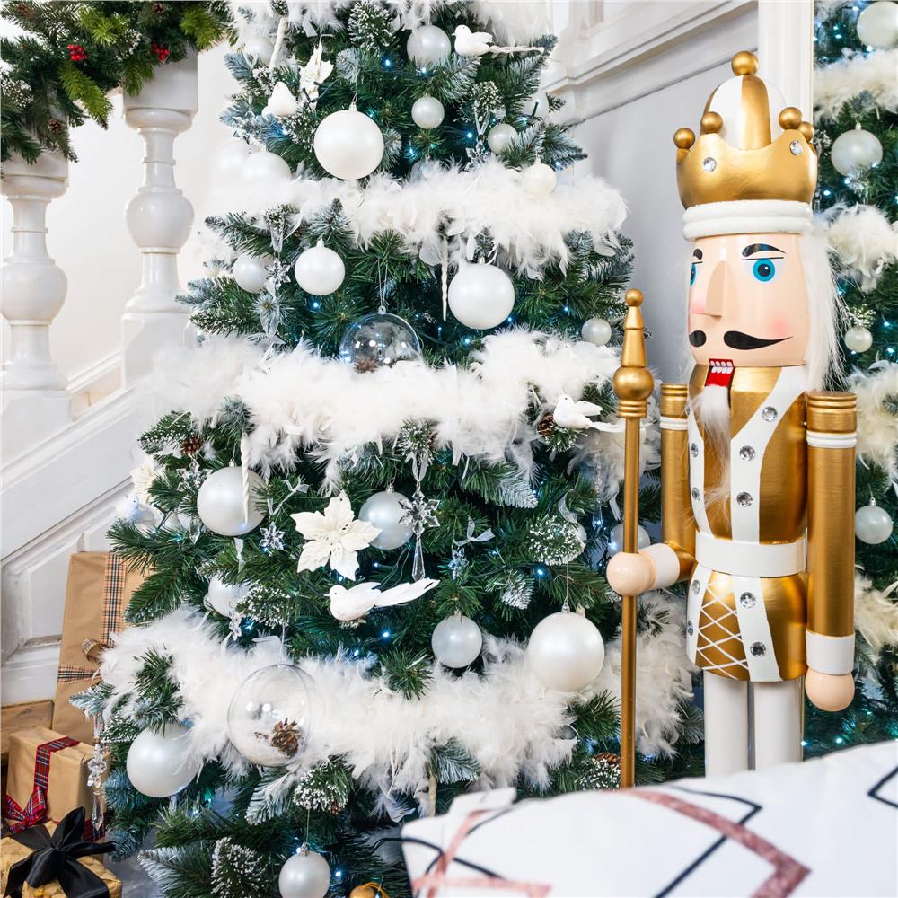 Set globuri de Craciun, 20 bucati, 3 modele, 4cm, alb [9]