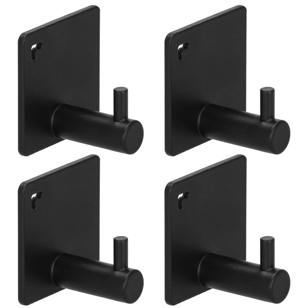 Decoratiuni si articole casa - Set 4 agatatori tip cuier pentru baie, sistem fixare inclus, aluminiu, negru