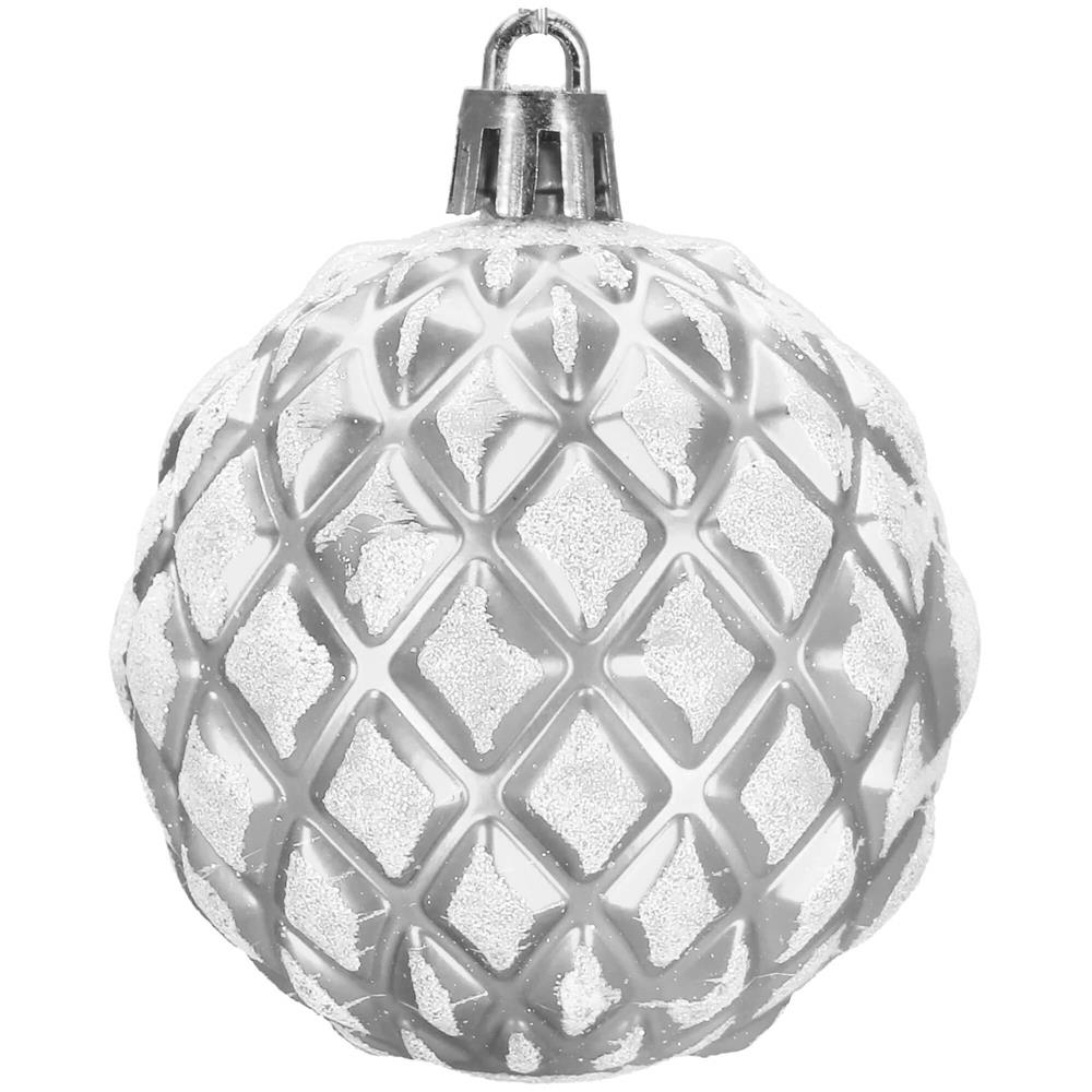 Set globuri de Craciun cu modele de sarbatori, 30 bucati, 6cm, argintiu [9]