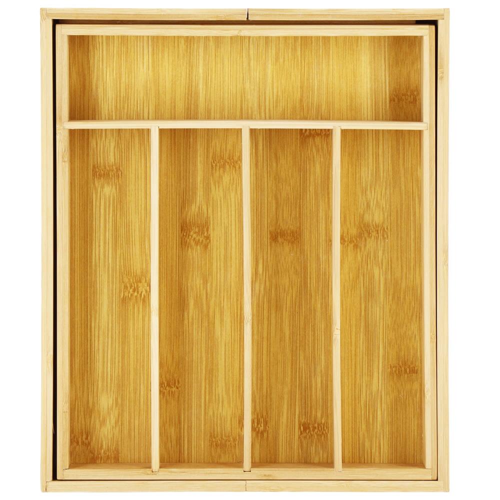 Organizator tacamuri si ustensile bucatarie, bambus, extensibil 28-45x33x5cm [10]