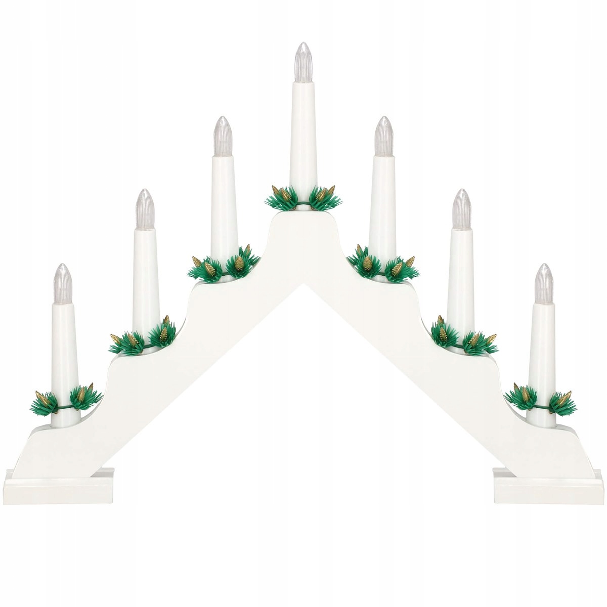 Lumanari decorative de Craciun, stand de lemn, 7 becuri tip LED, culoare alba [11]