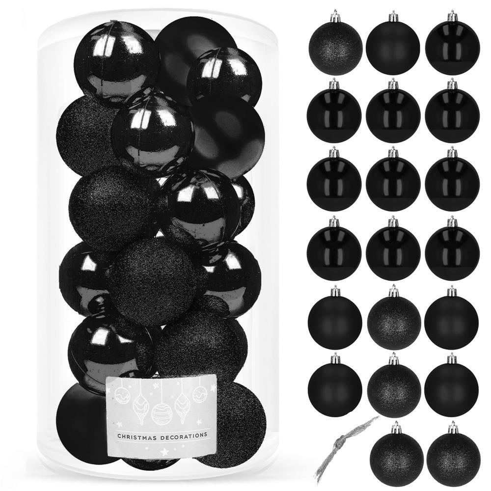 Set globuri de Craciun, 20 bucati, 3 modele, 4cm, negru [9]