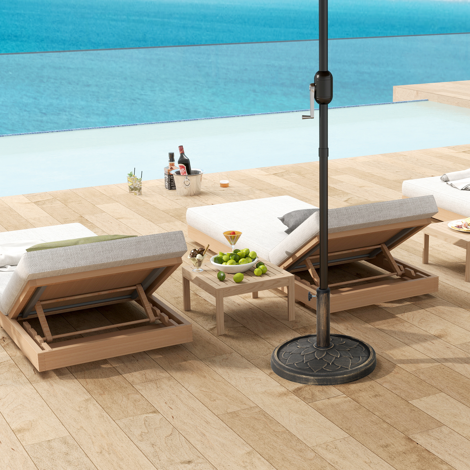  Baza pentru umbrela de 12 kg cu manivela integrata, din rasina, metal si ciment, Ø46x34 cm, bronz [6]