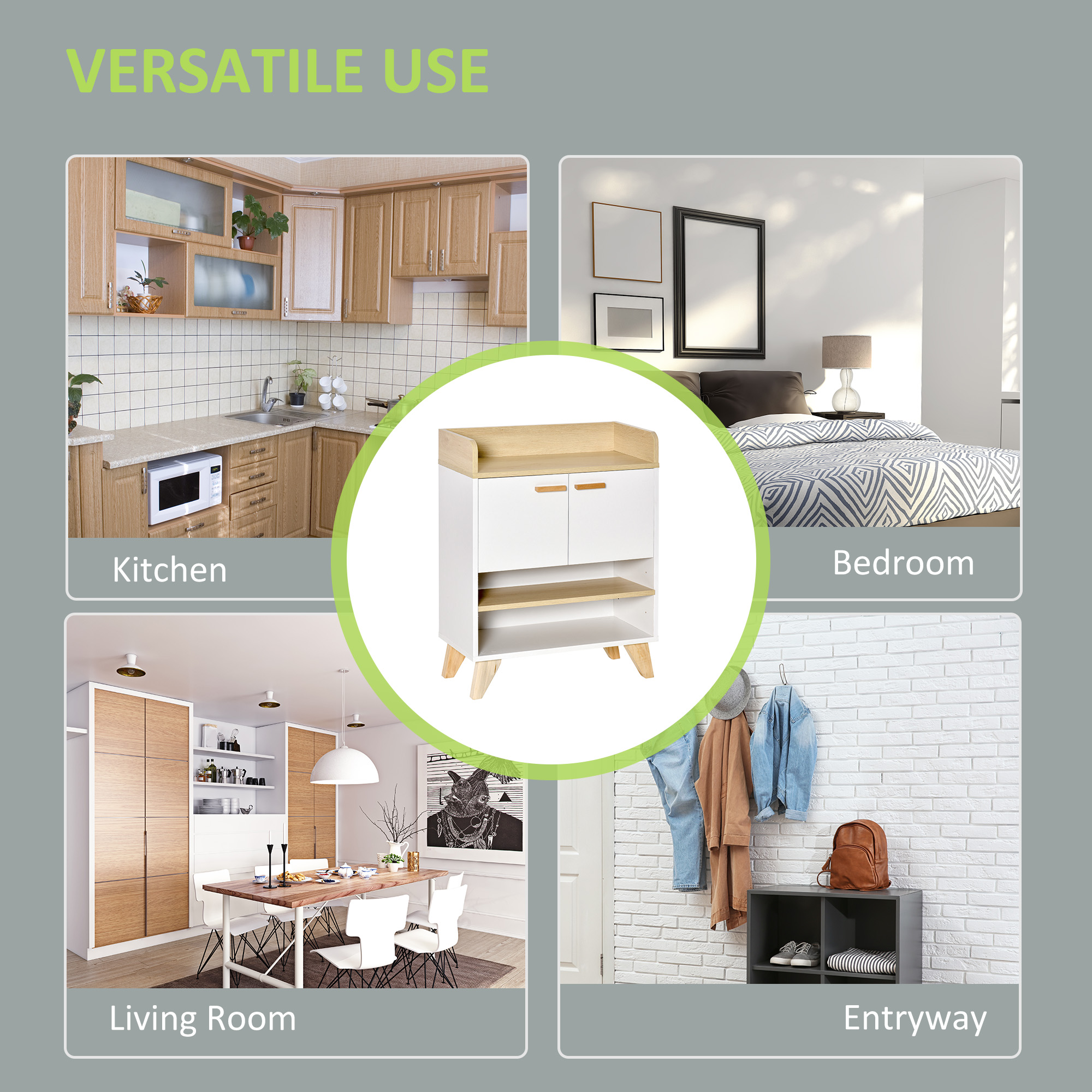  Mobilier multifunctional cu dulap cu 2 usi si compartimente deschise, din lemn, alb [5]