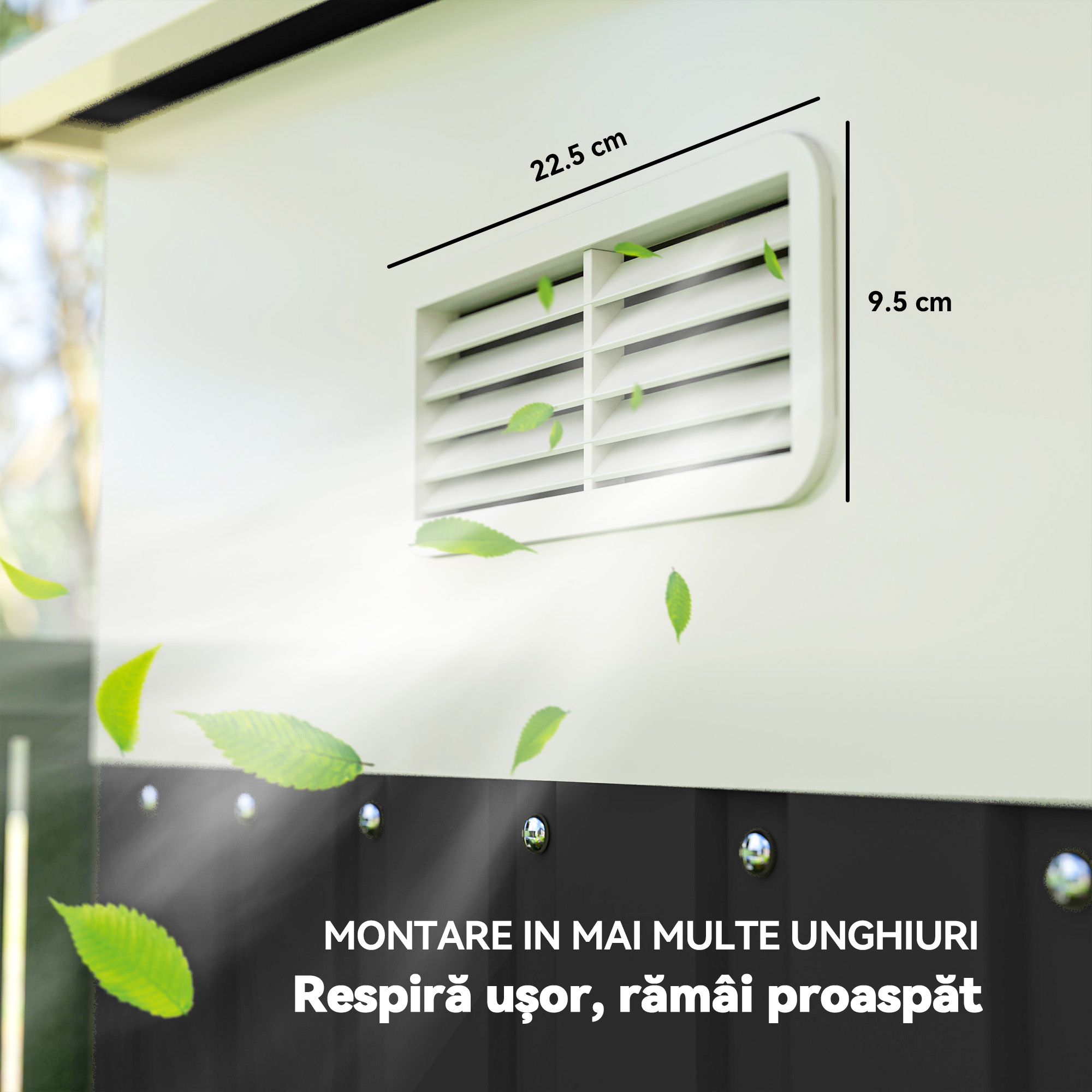 Magazie de Gradina  cu Usa Glisanta si Orificii de Aerisire, din Otel Galvanizat, 345x280.5x169-201 cm, Negru [8]