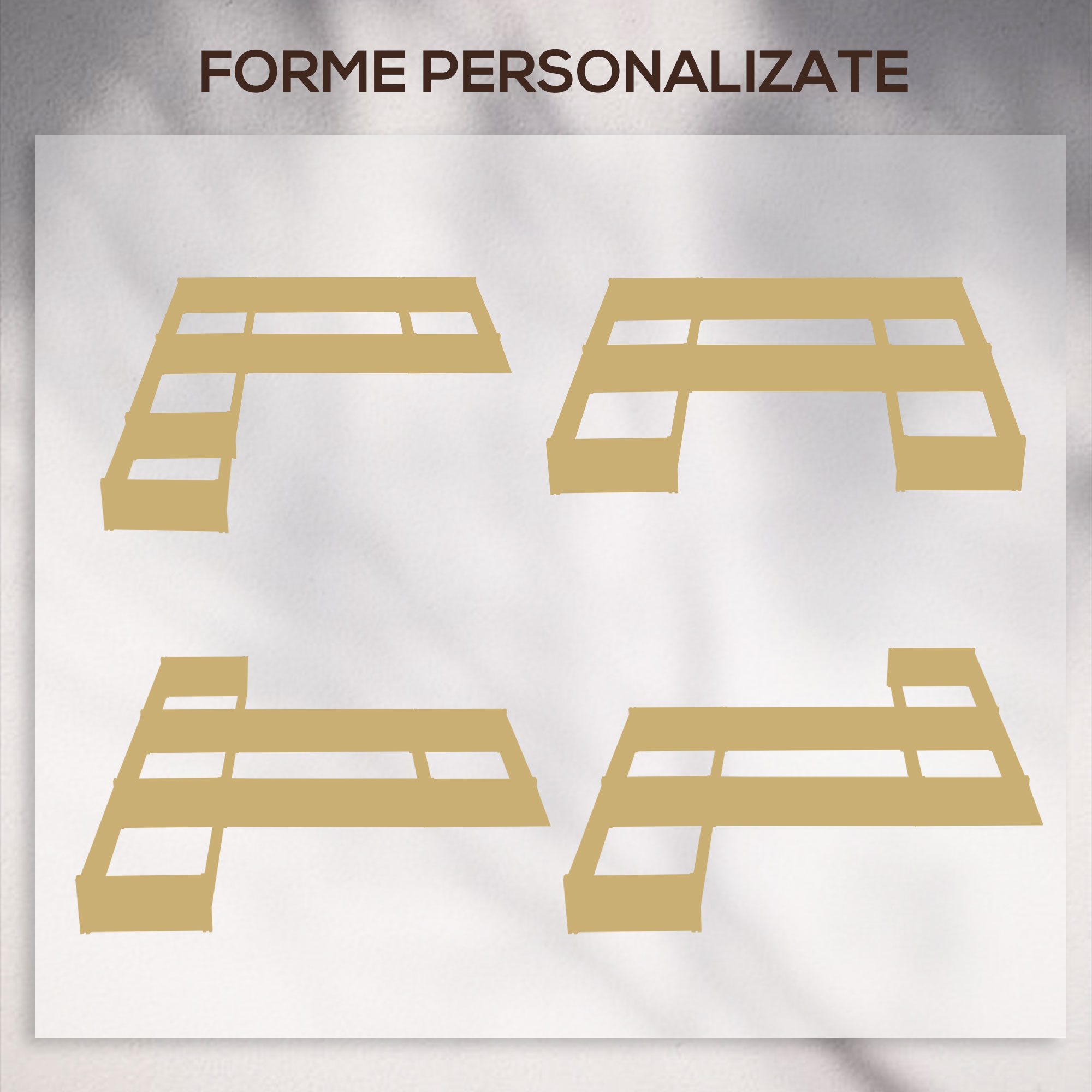  Jardiniera de Exterior 5 Piese modulare cu Fund Deschis din Lemn de Brad pentru Plante, Flori si Legume 230x230x28 cm, culoare Lemn natur [3]