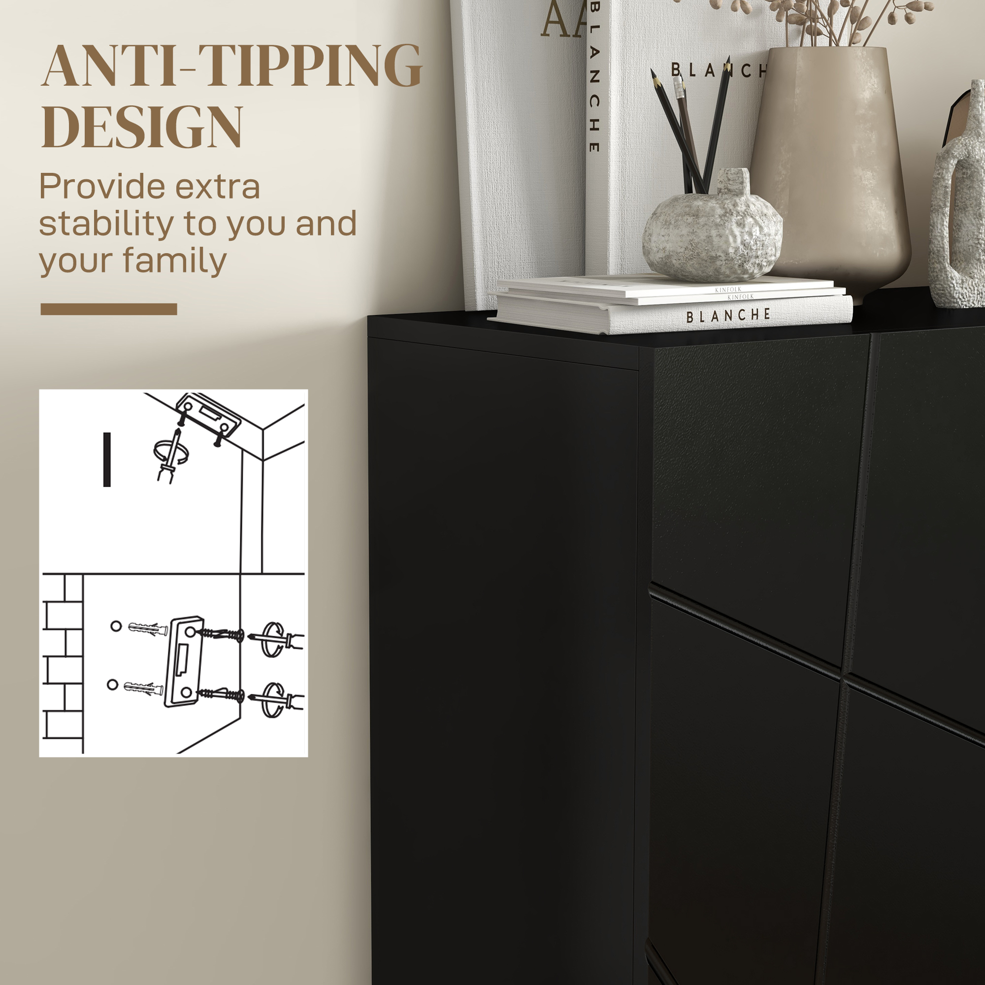  Dulap ingust pentru Pantofi, Dulap Subtire pentru Depozitarea a 15-20 de Pantofi, 95x72x31.5 cm, Negru [7]