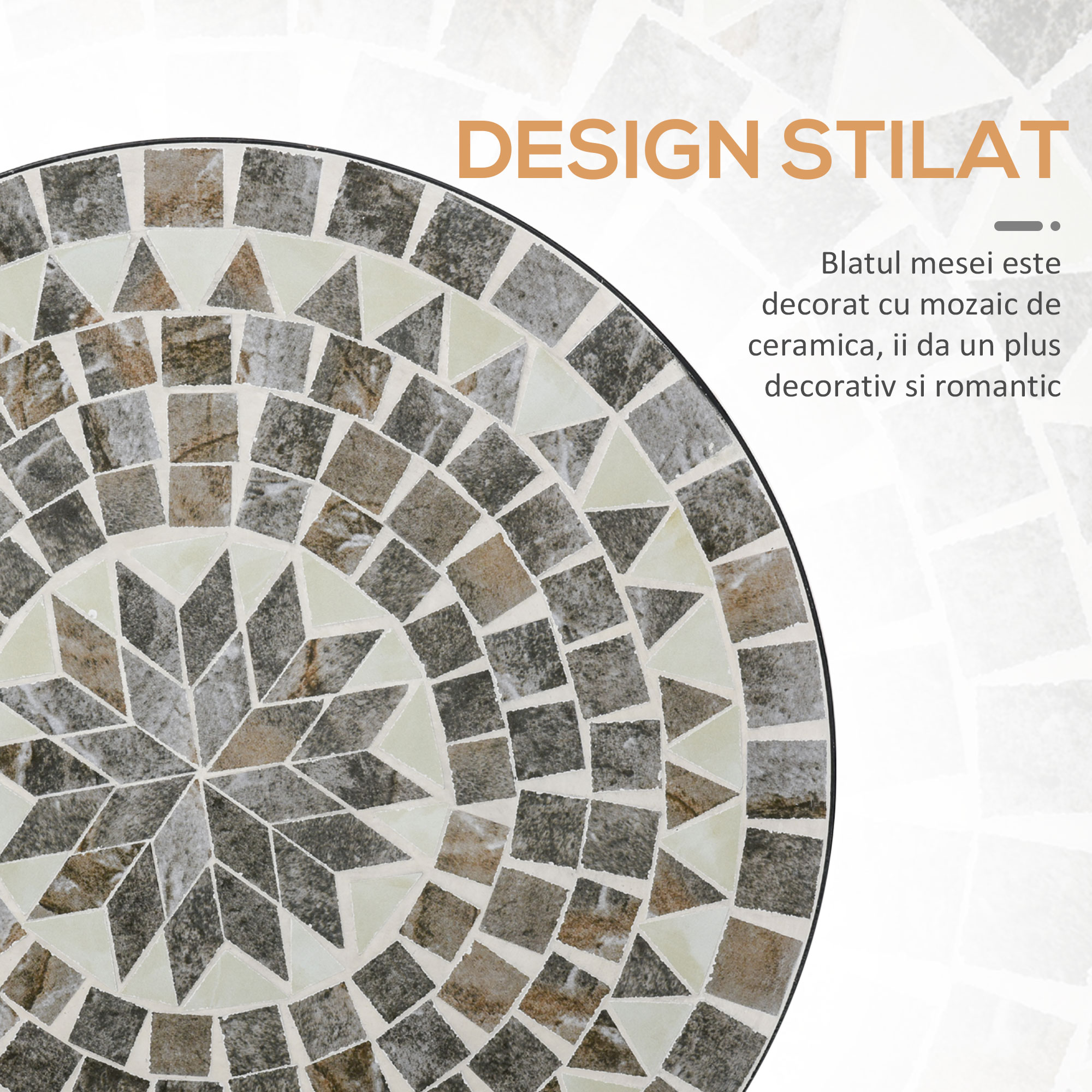  Masuta de Gradina si Exterior din Metal si Ceramica Neagra [4]