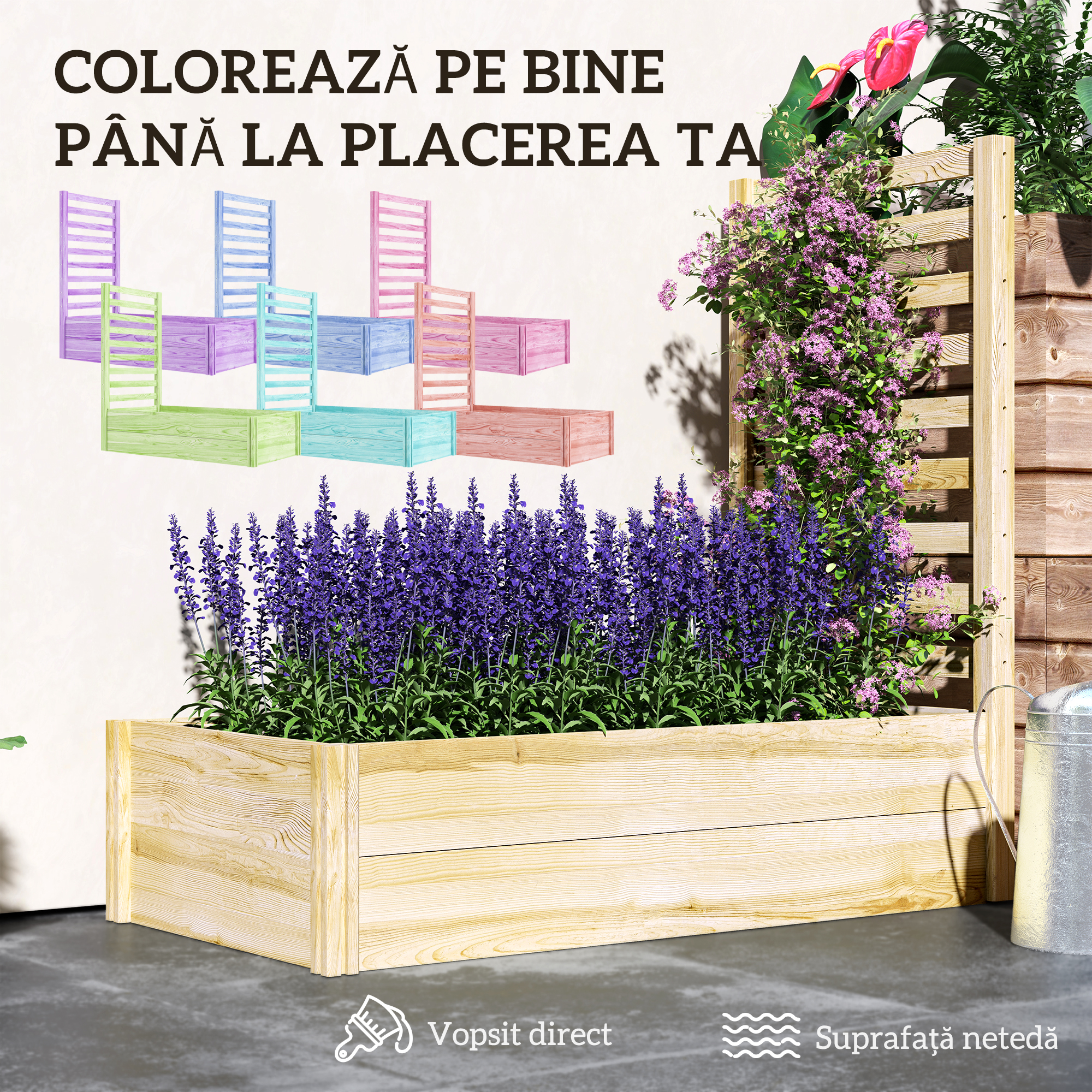  Strat pentru Gradina inaltat cu Fund Deschis, 115x60x110 cm, Lemn Natural [4]