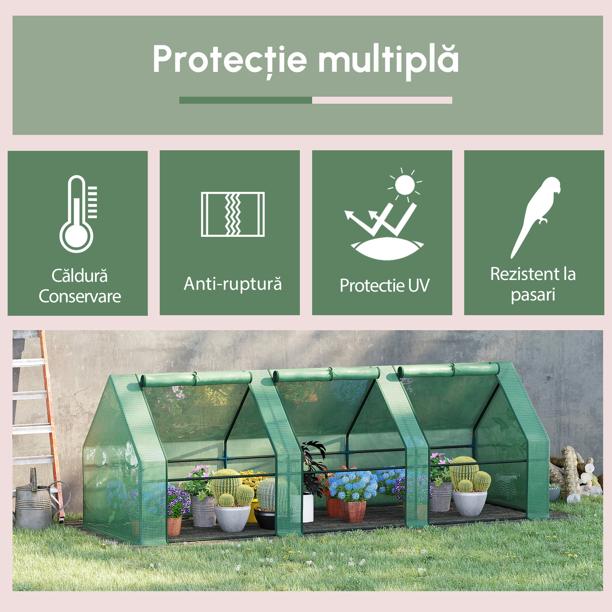  sera gradina cu prelata, 270x90x90cm, verde [5]