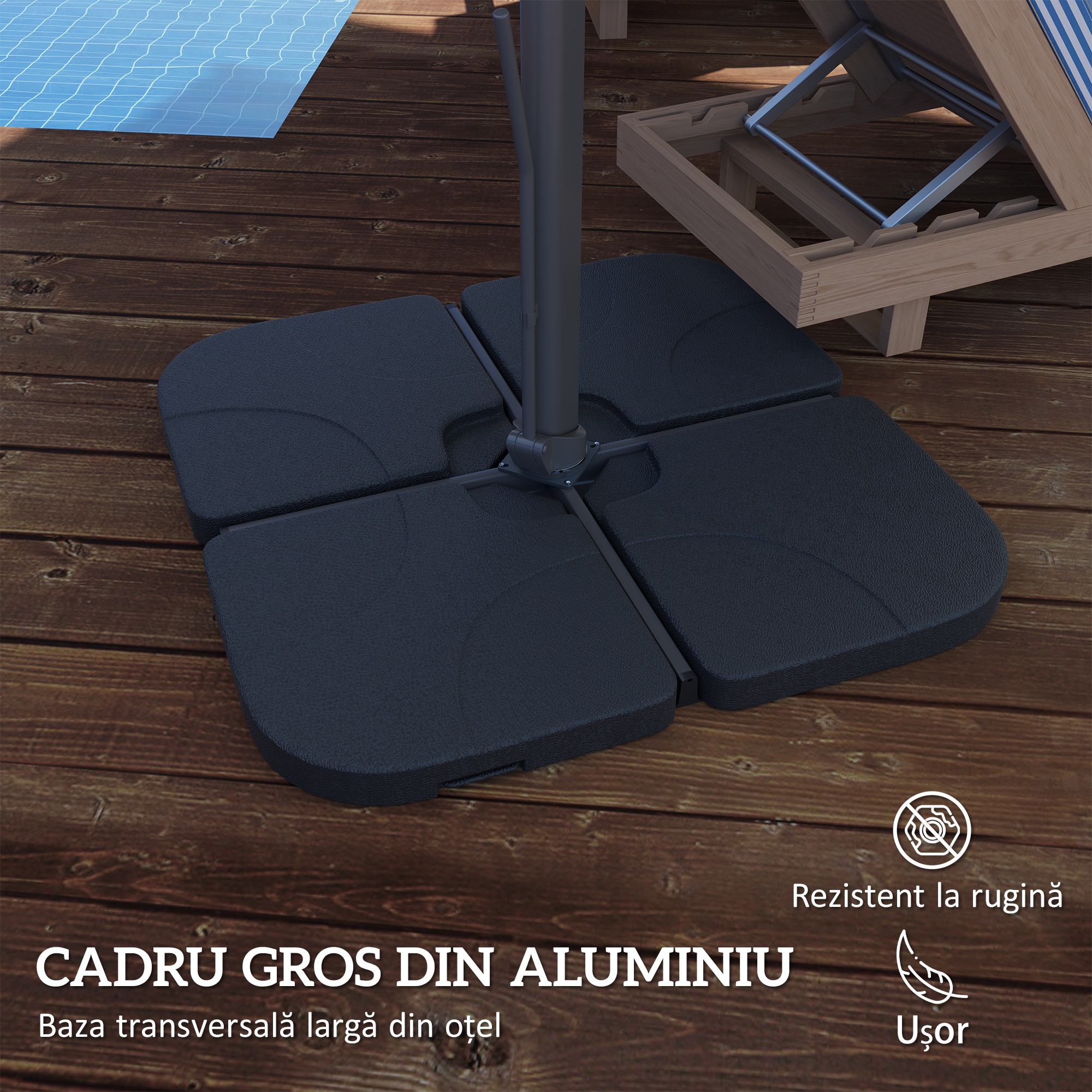  Umbrela Suspendata 3.6x3 m Rotativa si Inclinabila Gri Deschis [6]