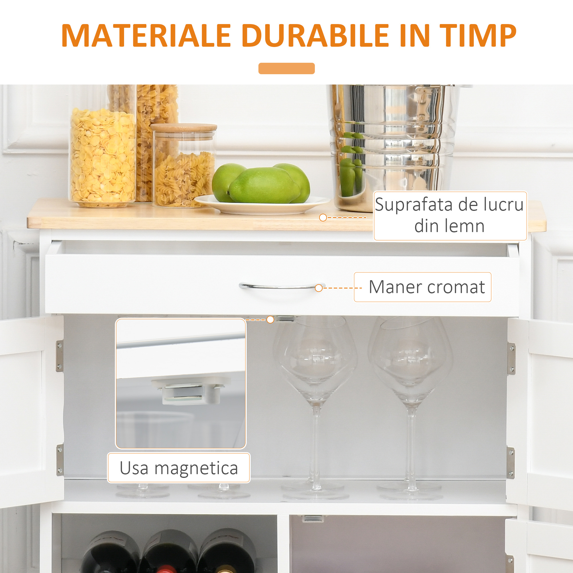  carucior bucatarie, suport pentru sticle, 67x37x87cm [7]