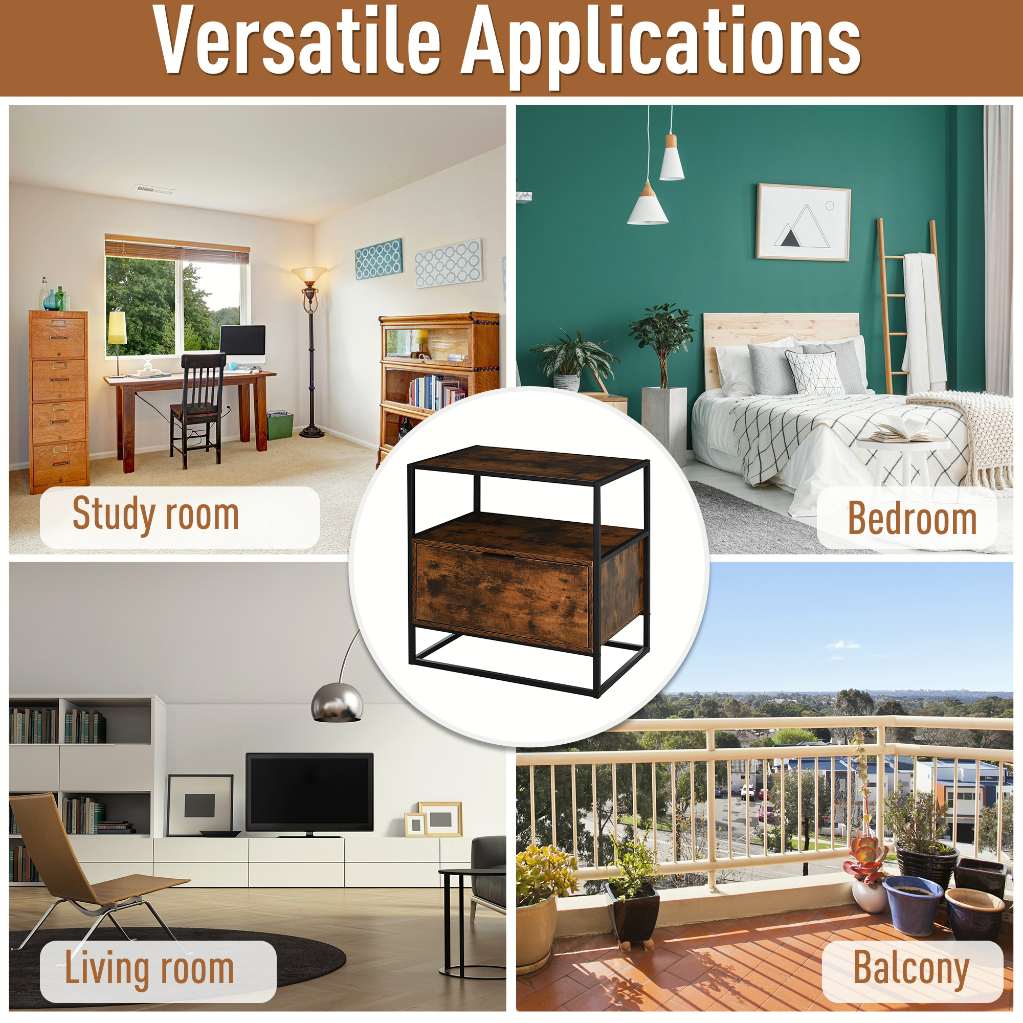  Masuta de Salon Moderna din Lemn Maro Inchis Cadru Negru [6]