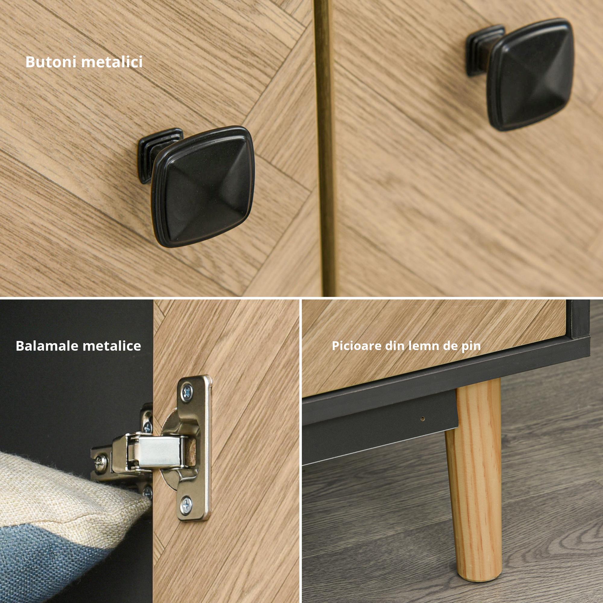  Dulap Lemn Gri inchis - 2 Usi, Compartimente si Sertare [5]