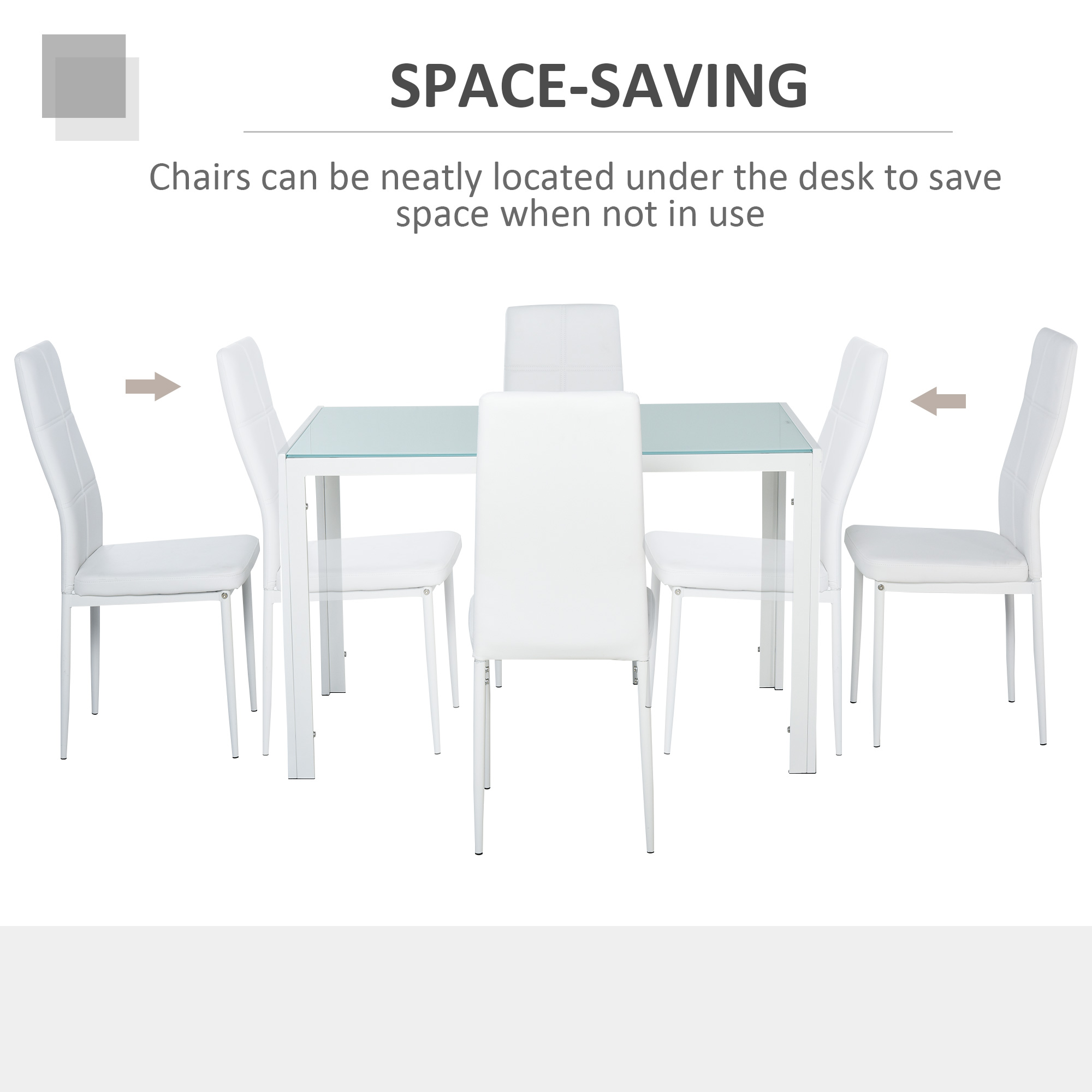  Set Dining Alb Modern - Masa + 4 Scaune Tapitate pentru 4 Persoane [4]